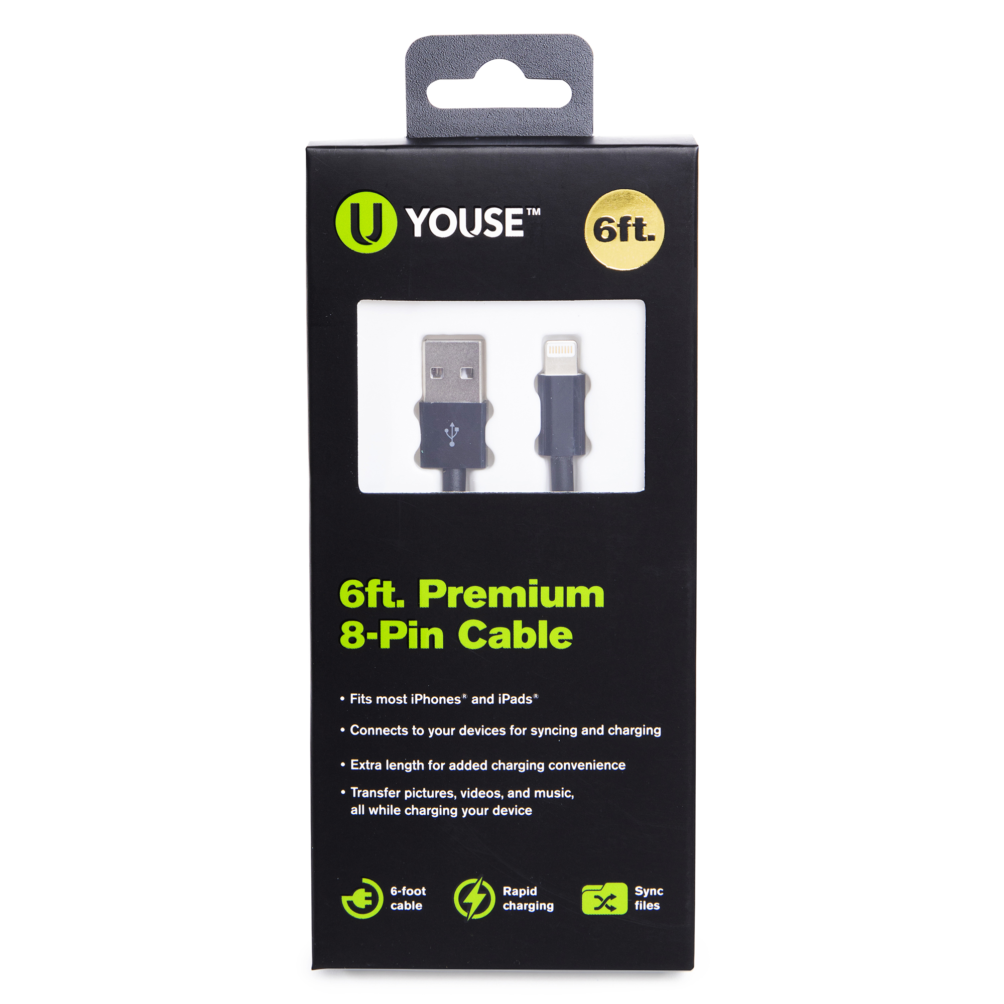 6ft premium 8-pin charging cable