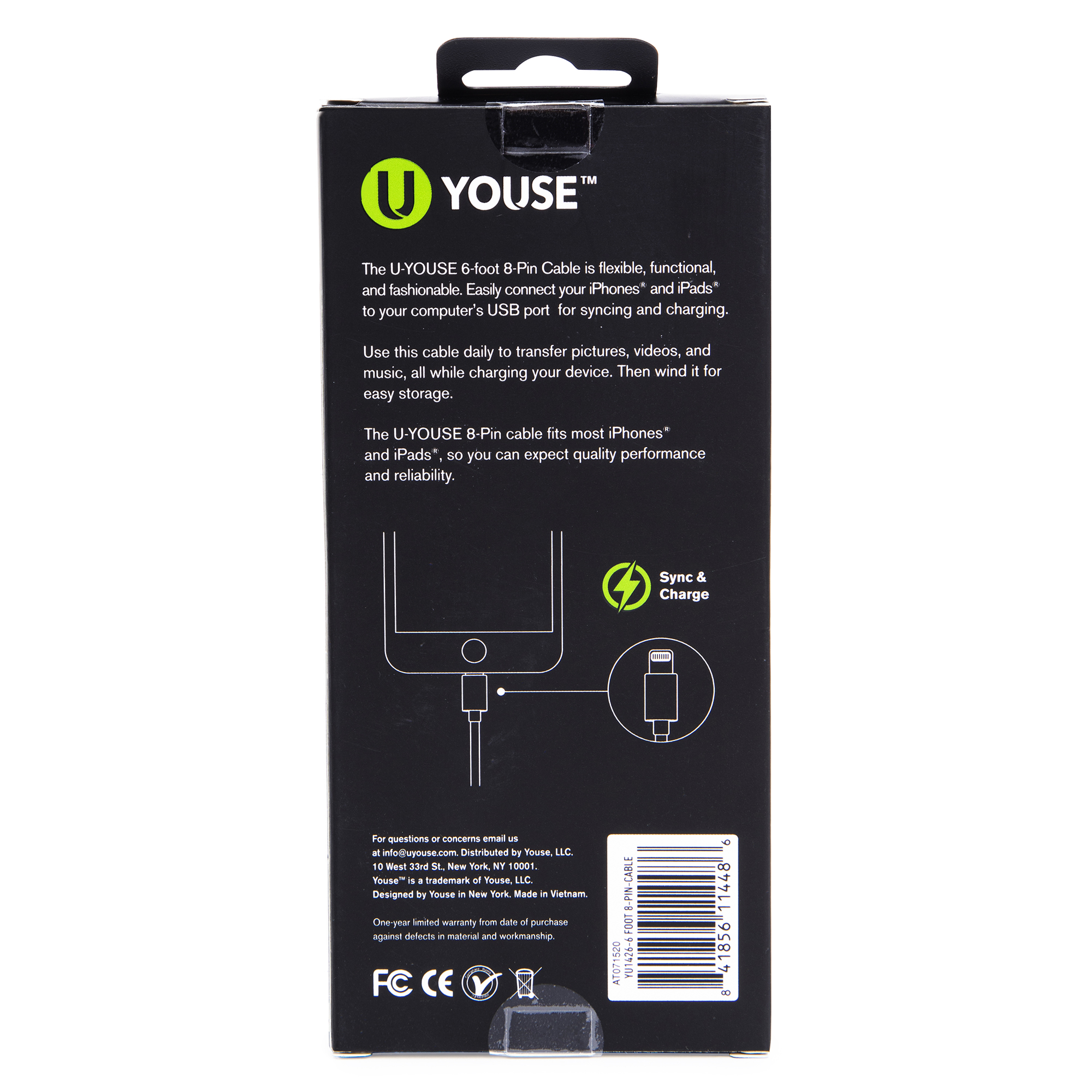 6ft premium 8-pin charging cable