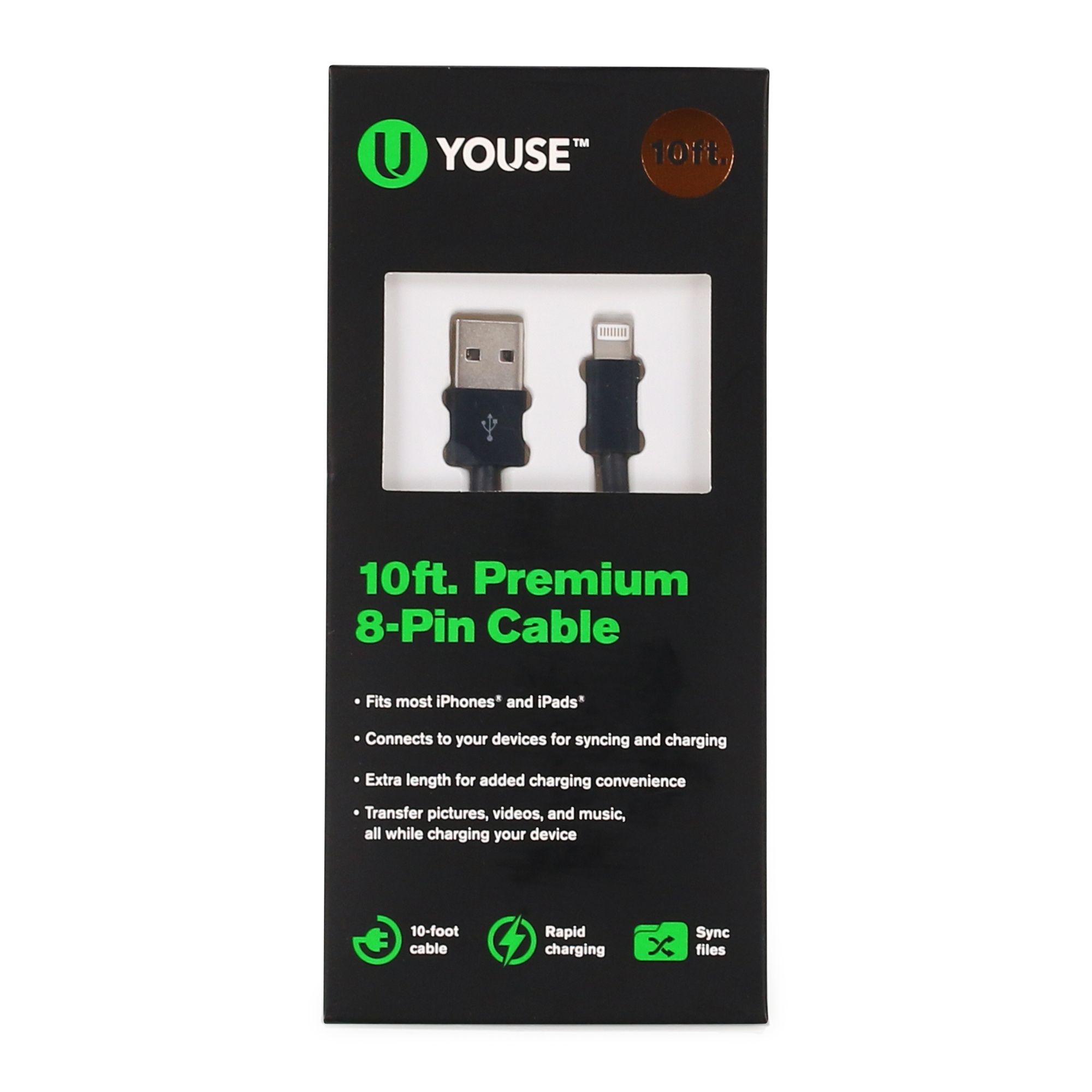 10ft premium 8-pin charging cable