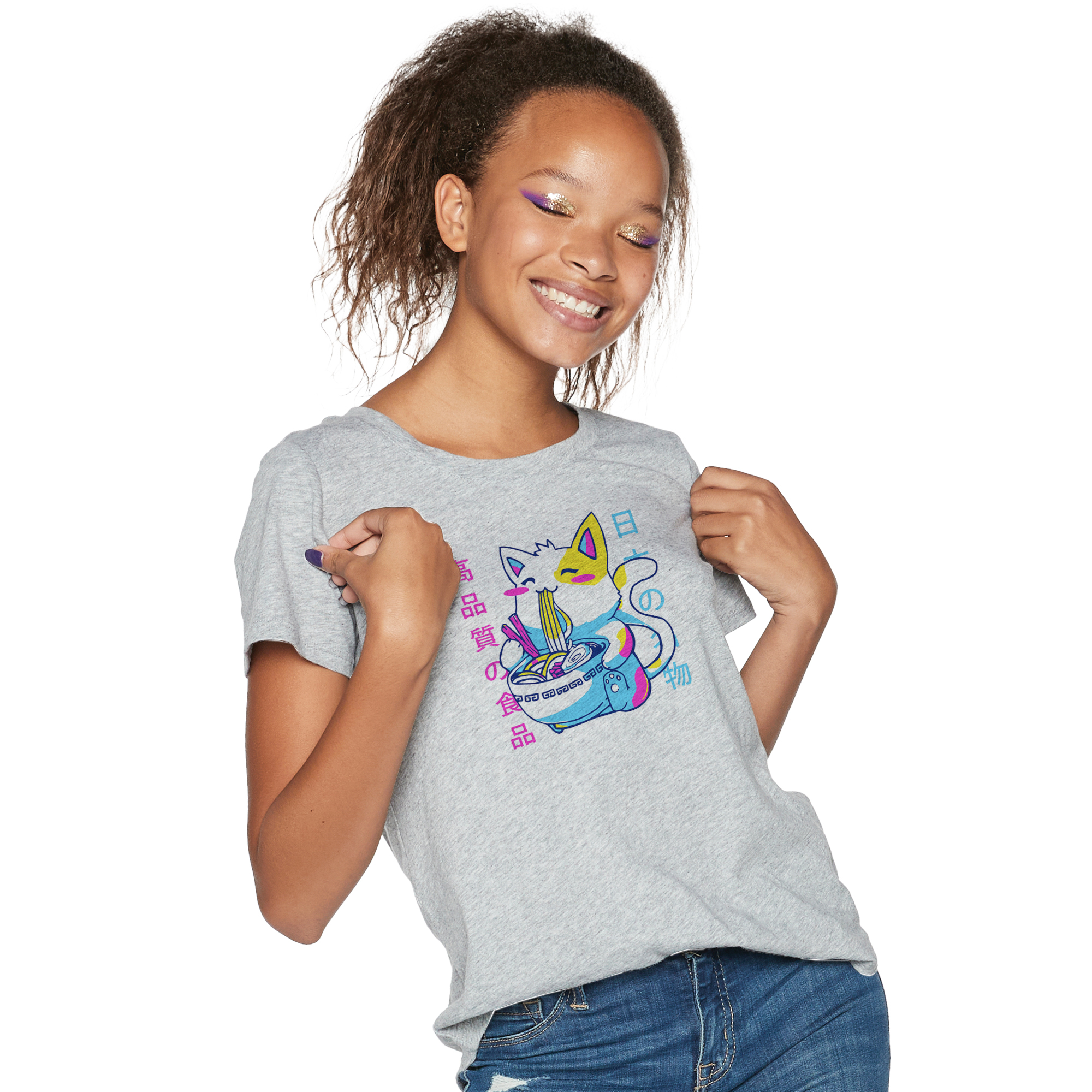 noodle cat graphic tee