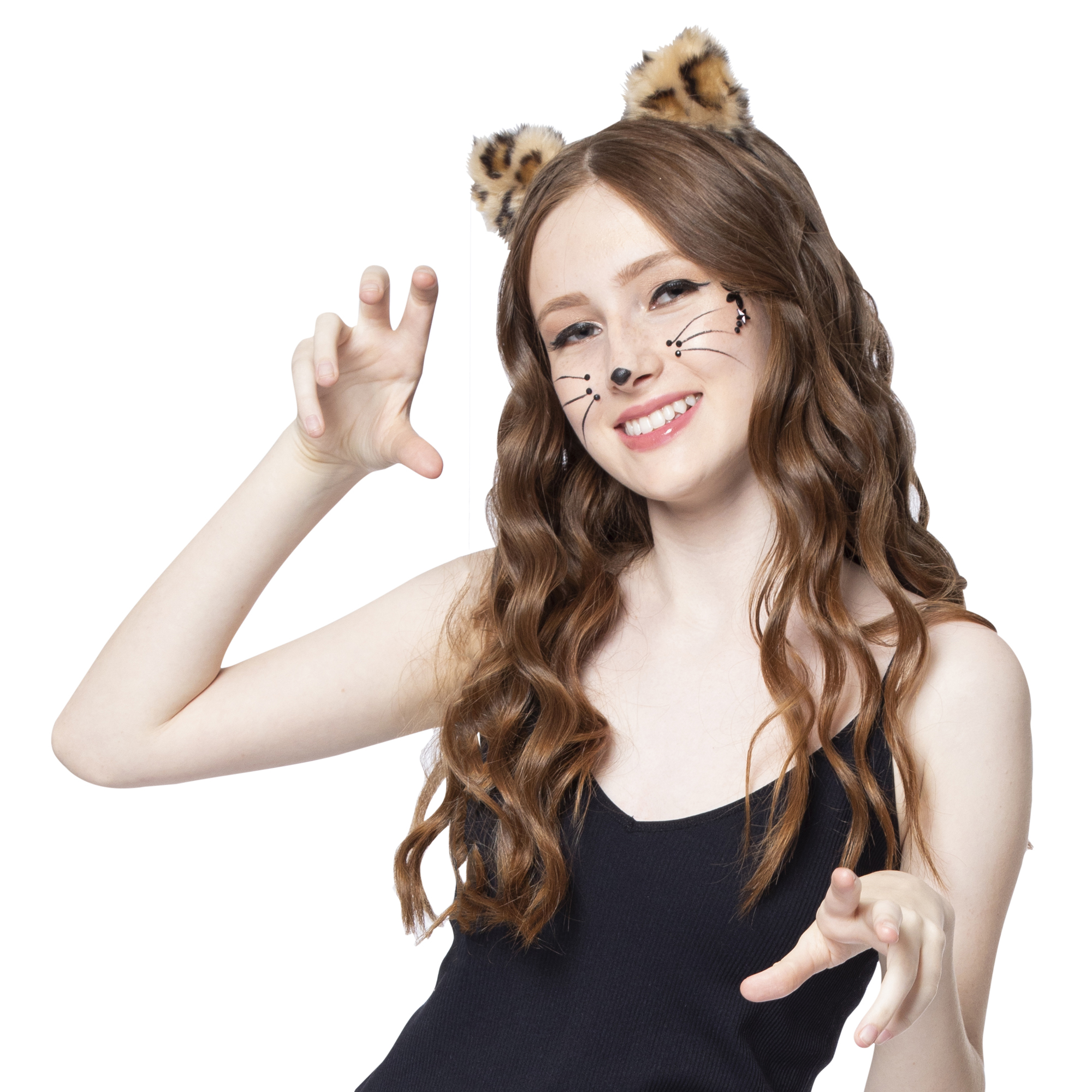 fluffy leopard cat ears headband