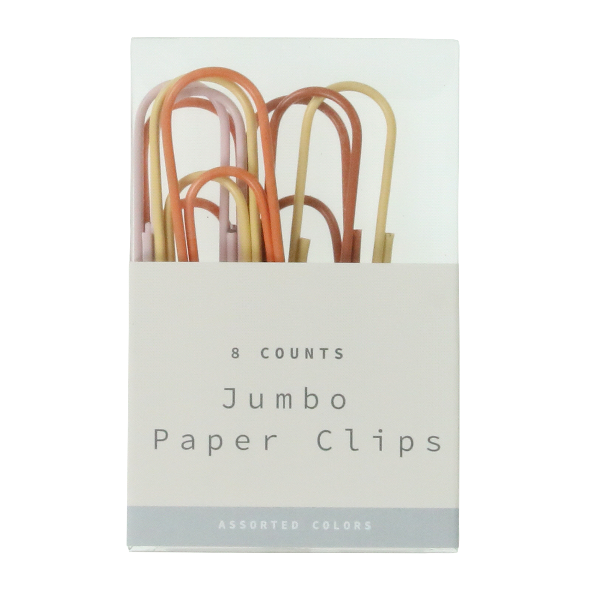 8-count jumbo paper clips, assorted colors
