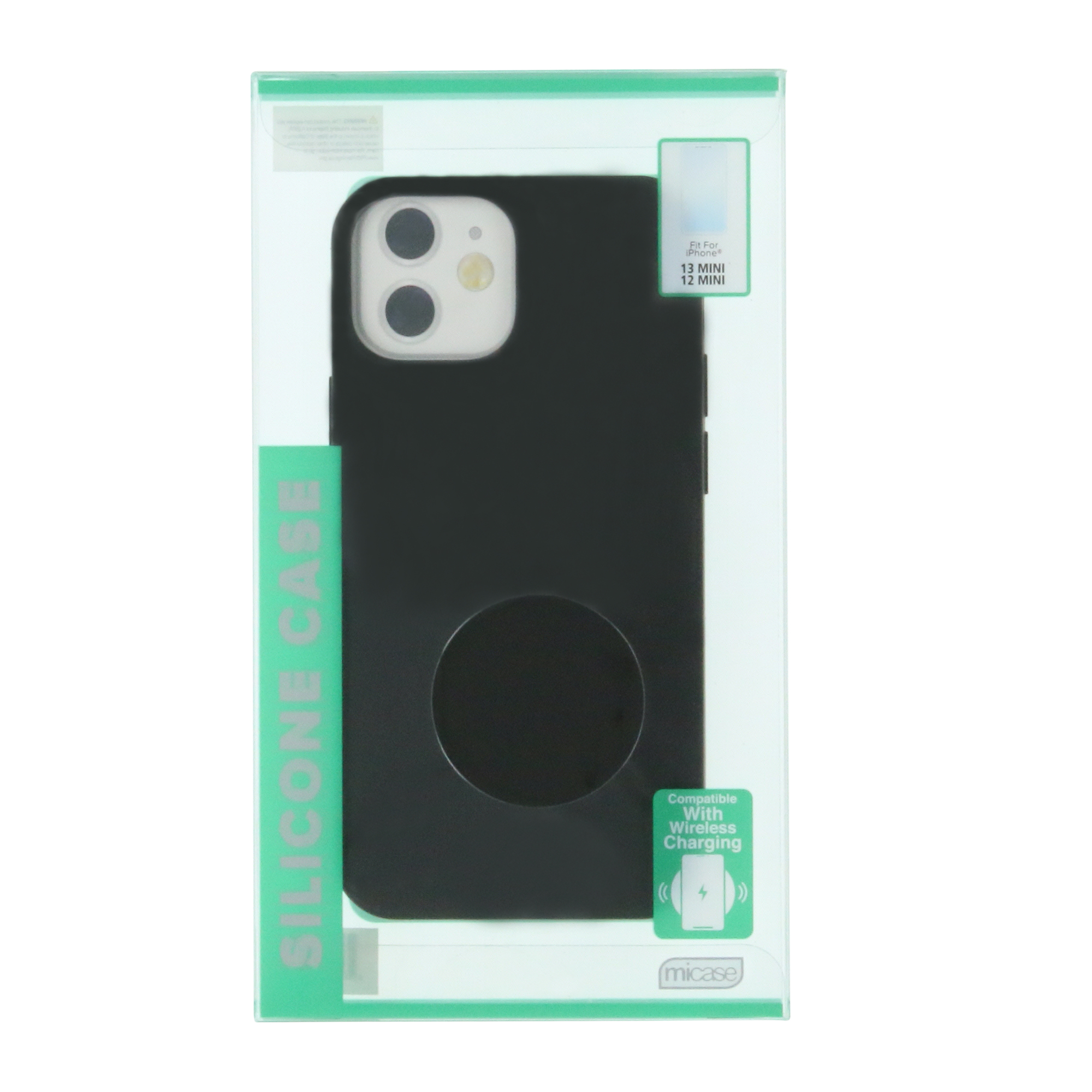 iPhone 13 mini®/12 mini® wireless charging compatible silicone phone case - black