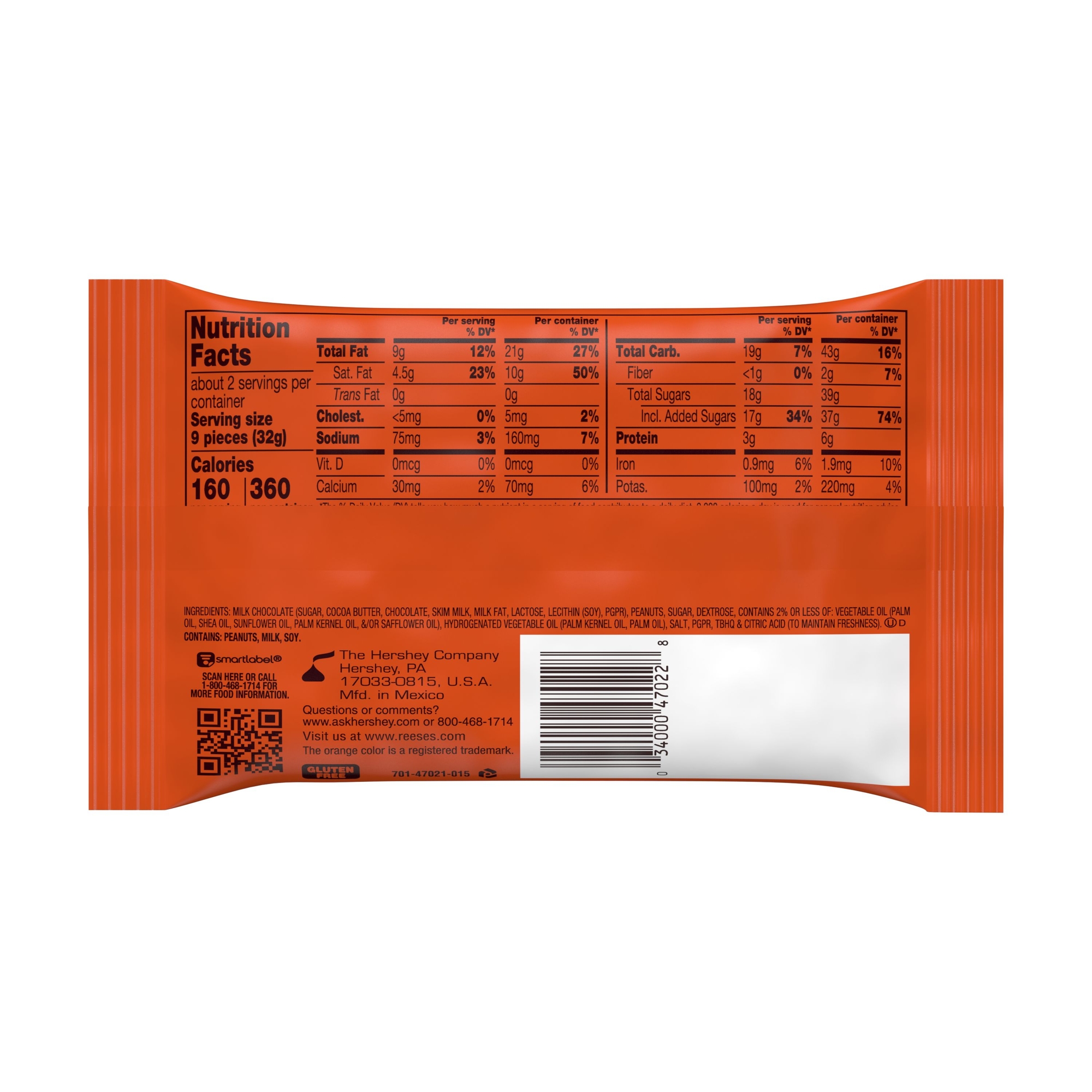 reese's® minis unwrapped peanut butter cups king size bag 2.5oz
