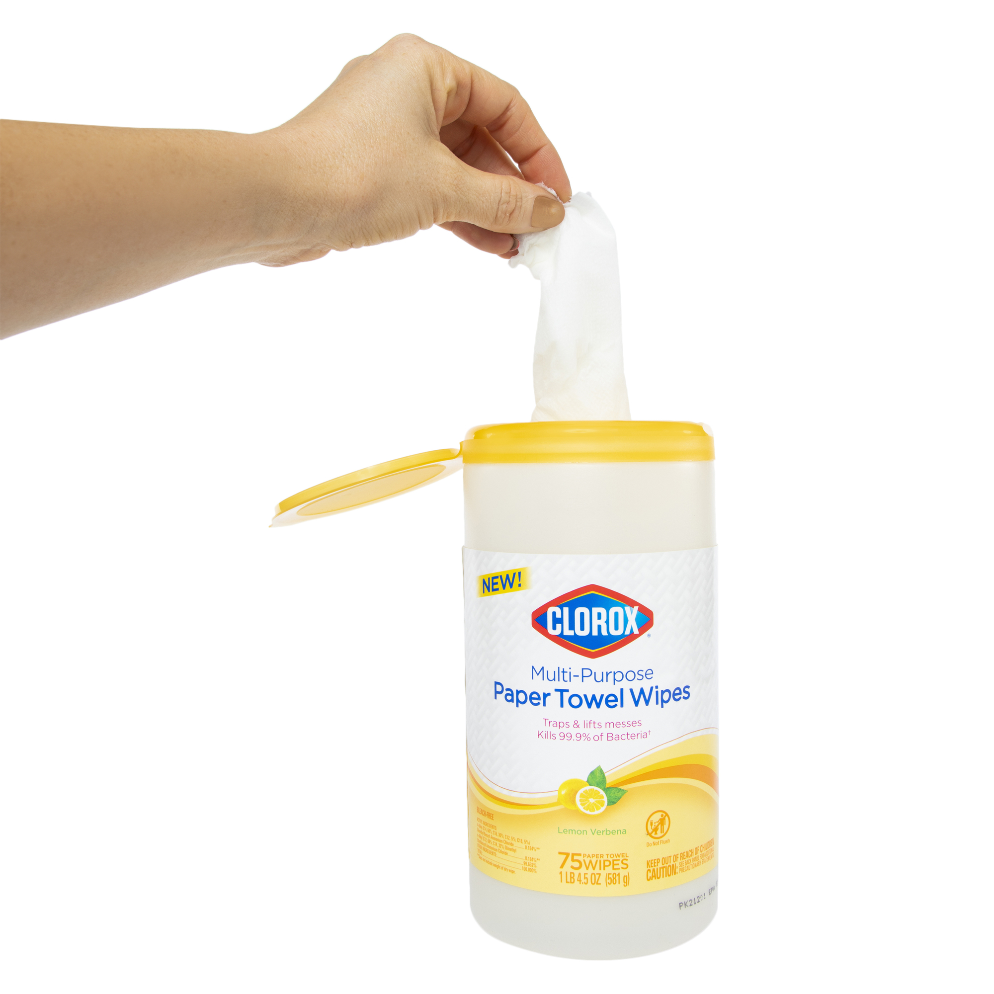 clorox® multi-purpose paper towel wipes, lemon verbena scent 75-count