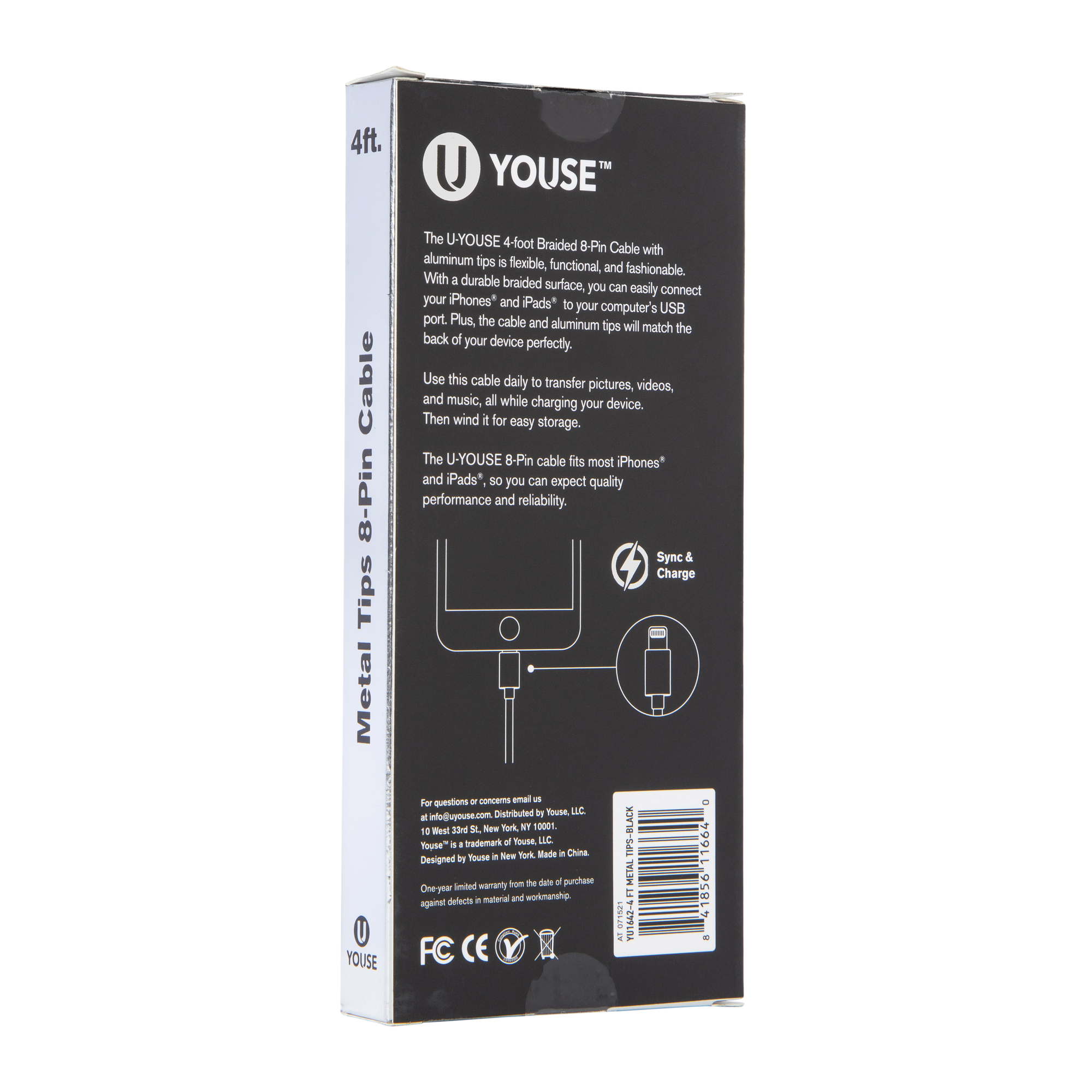 4ft premium 8-pin cable for use with iPhone® & iPad®