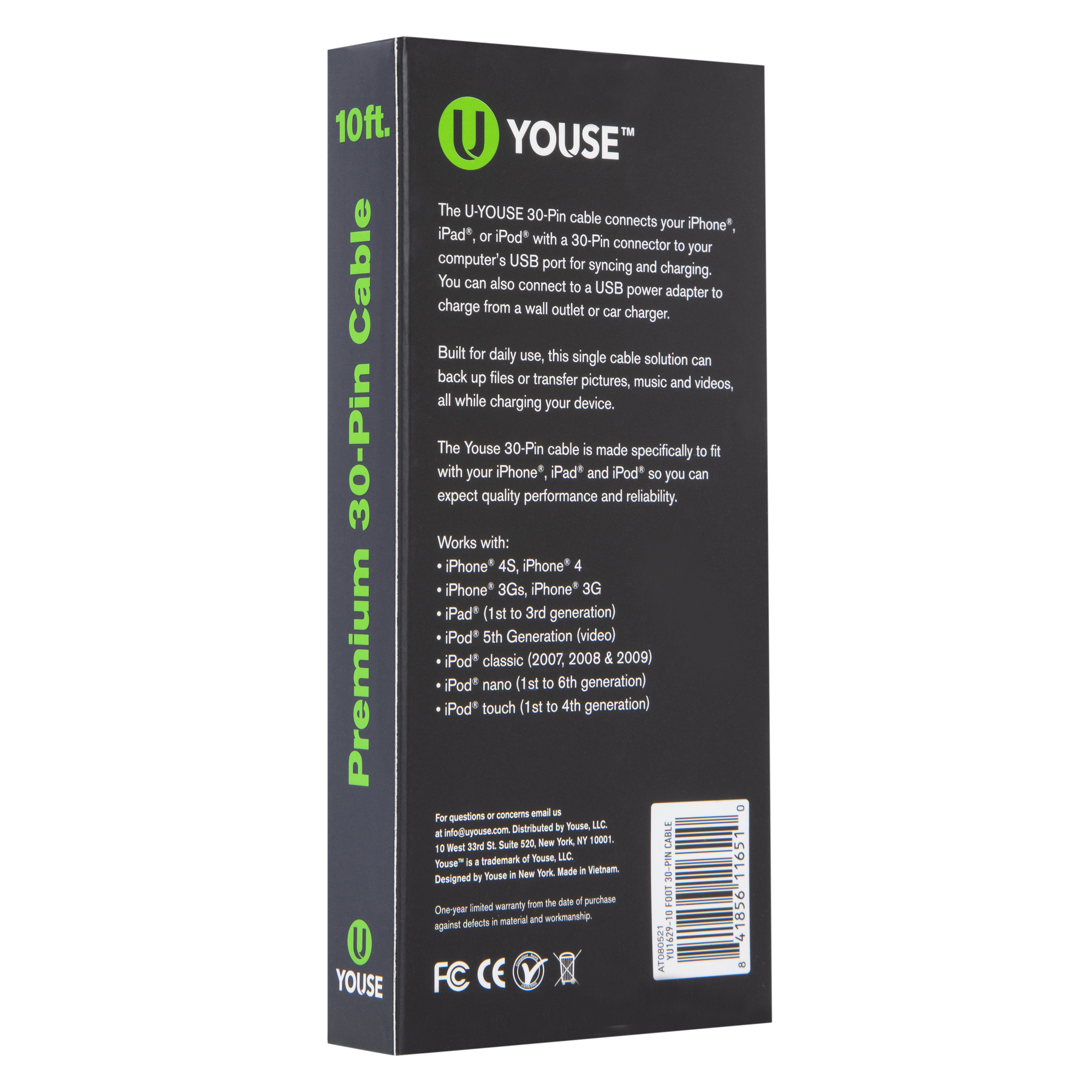 10ft premium 30-pin cable for use with iPhone® & iPad®