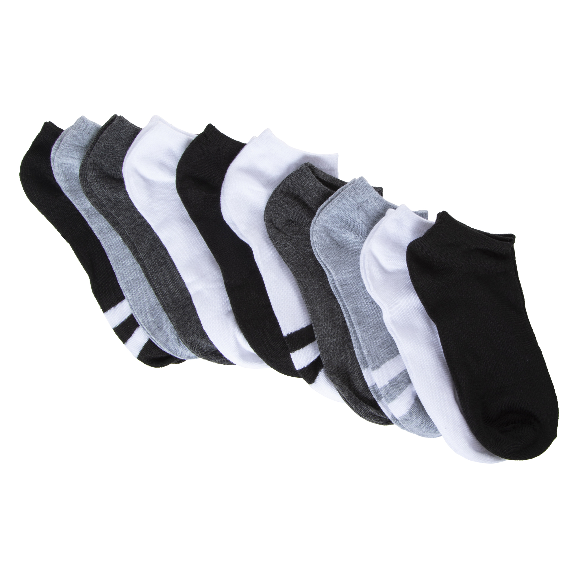 low-cut ankle socks 10-pack - solids & stripes