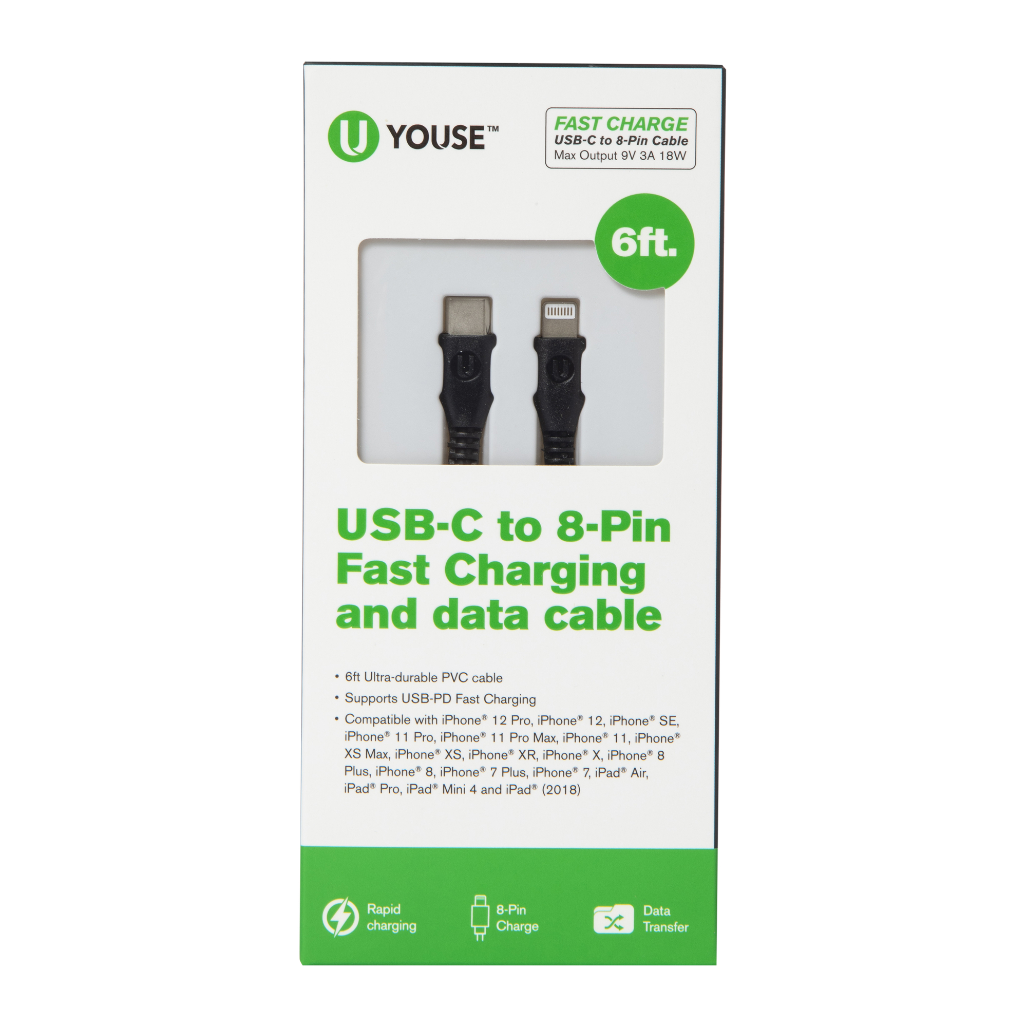 6ft USB Type-C to 8-pin cable