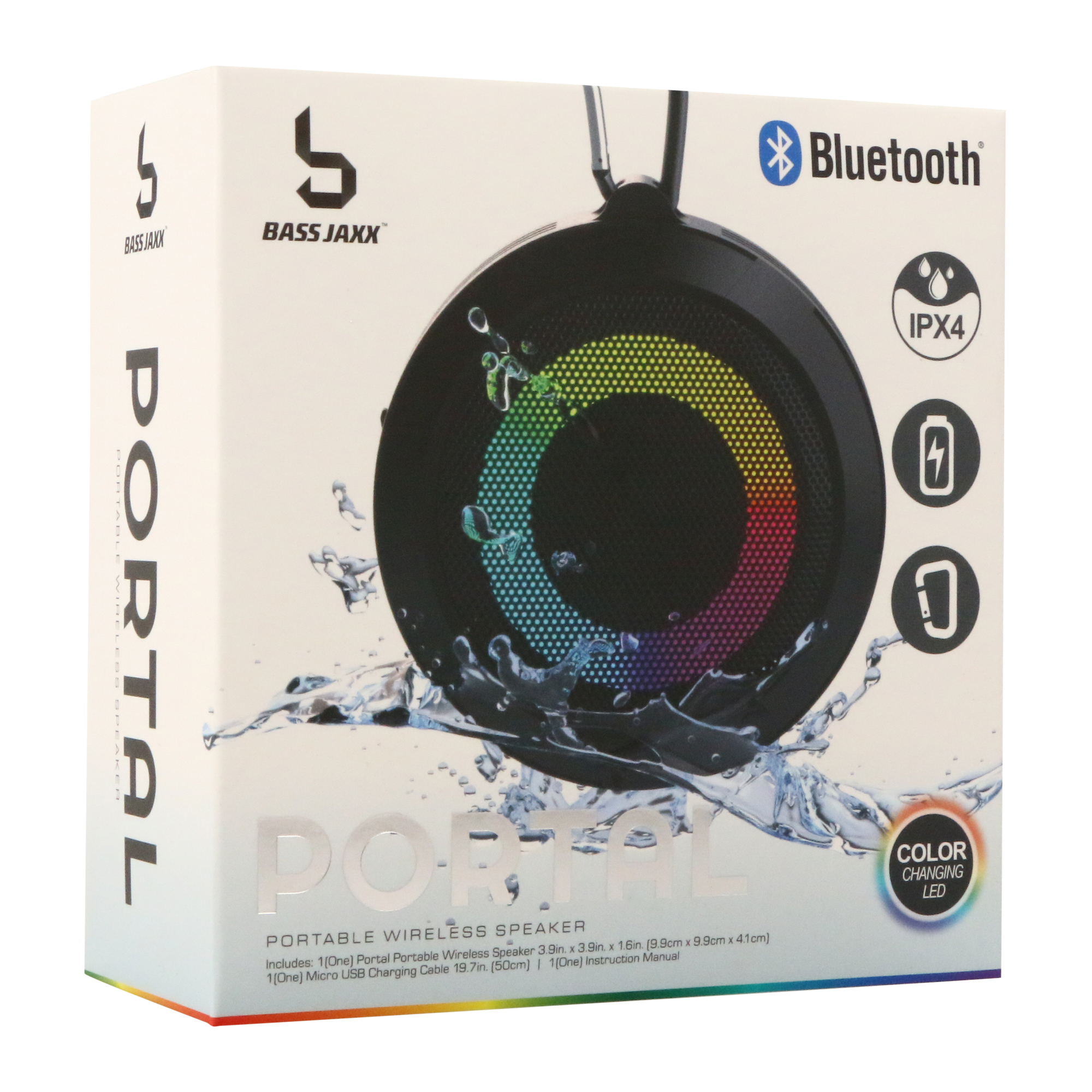 water-resistant LED bluetooth travel speaker with clip
