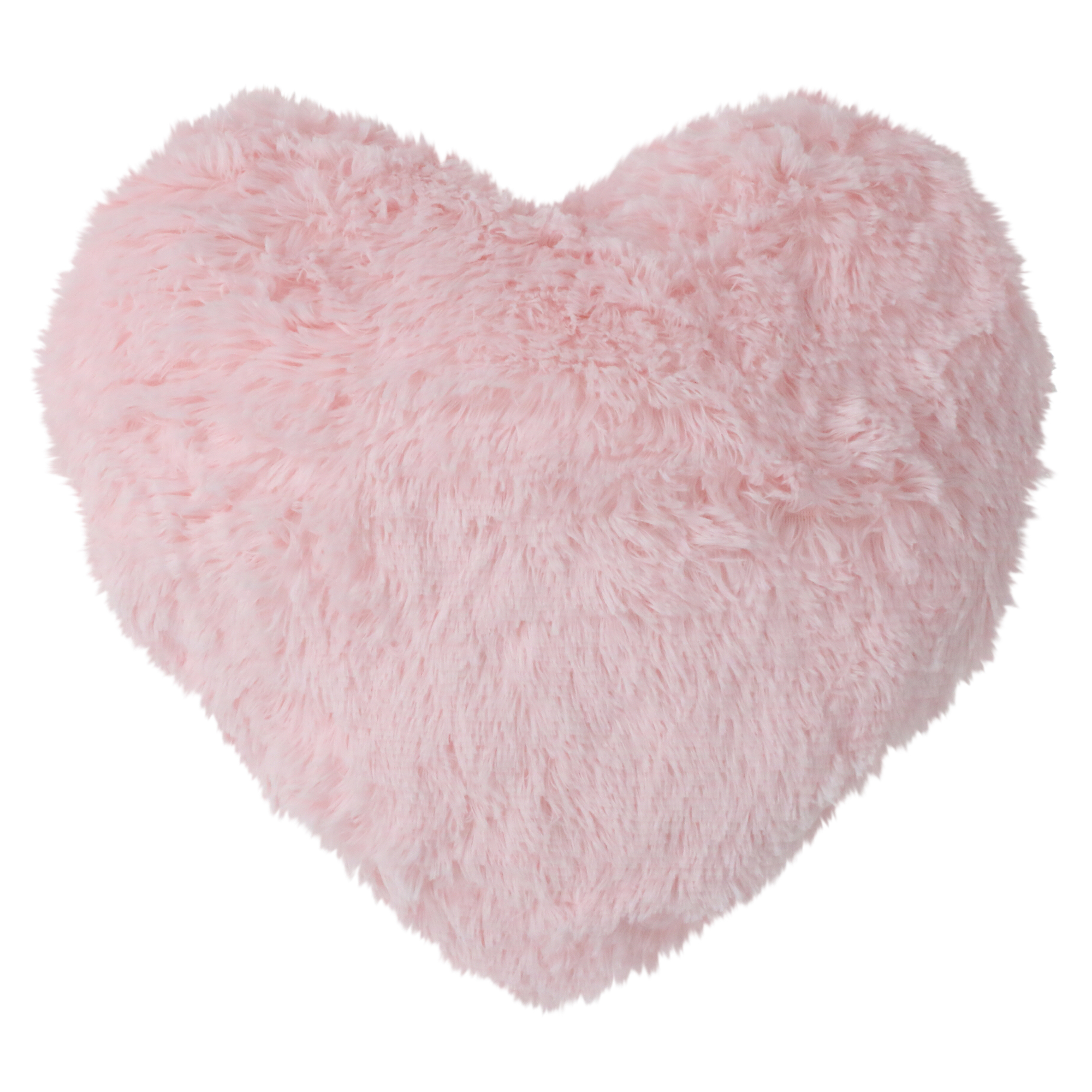 faux fur heart pillow 16in