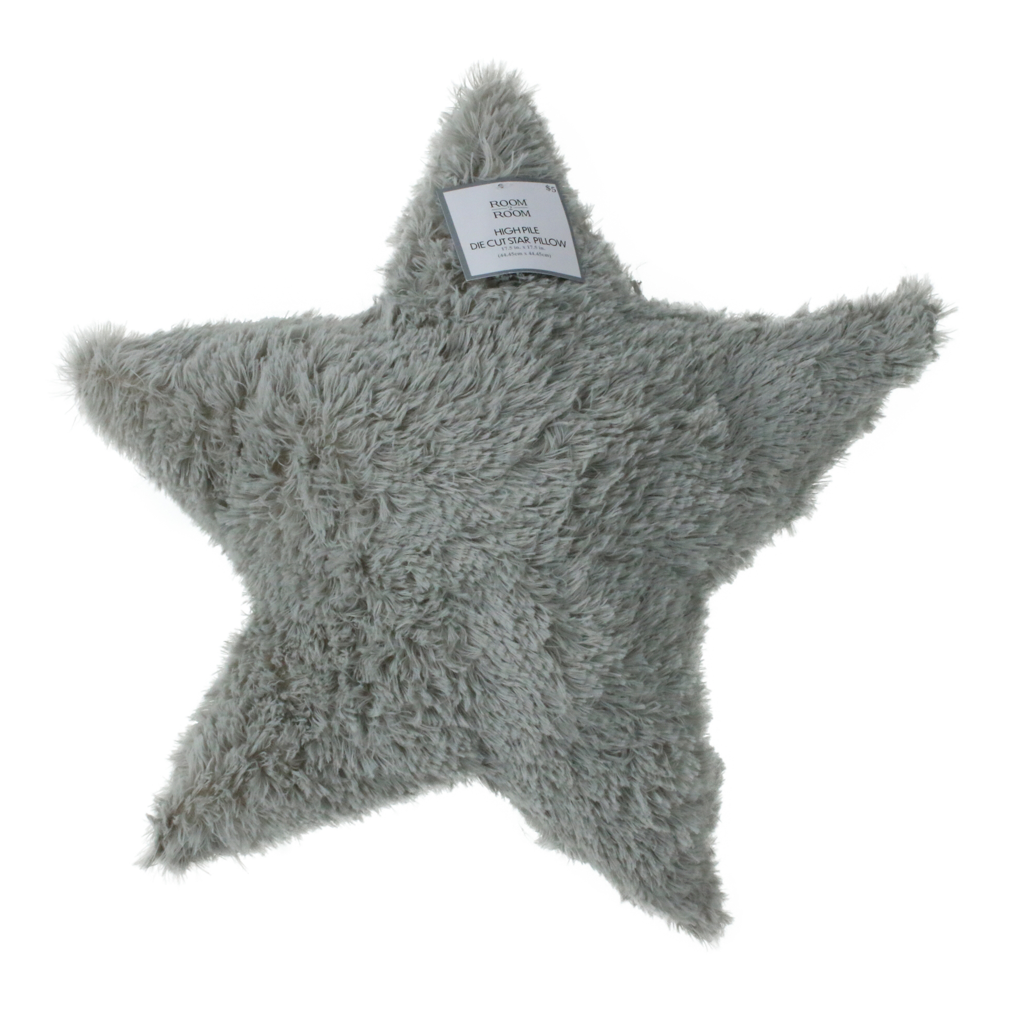 faux fur star pillow 17.5in