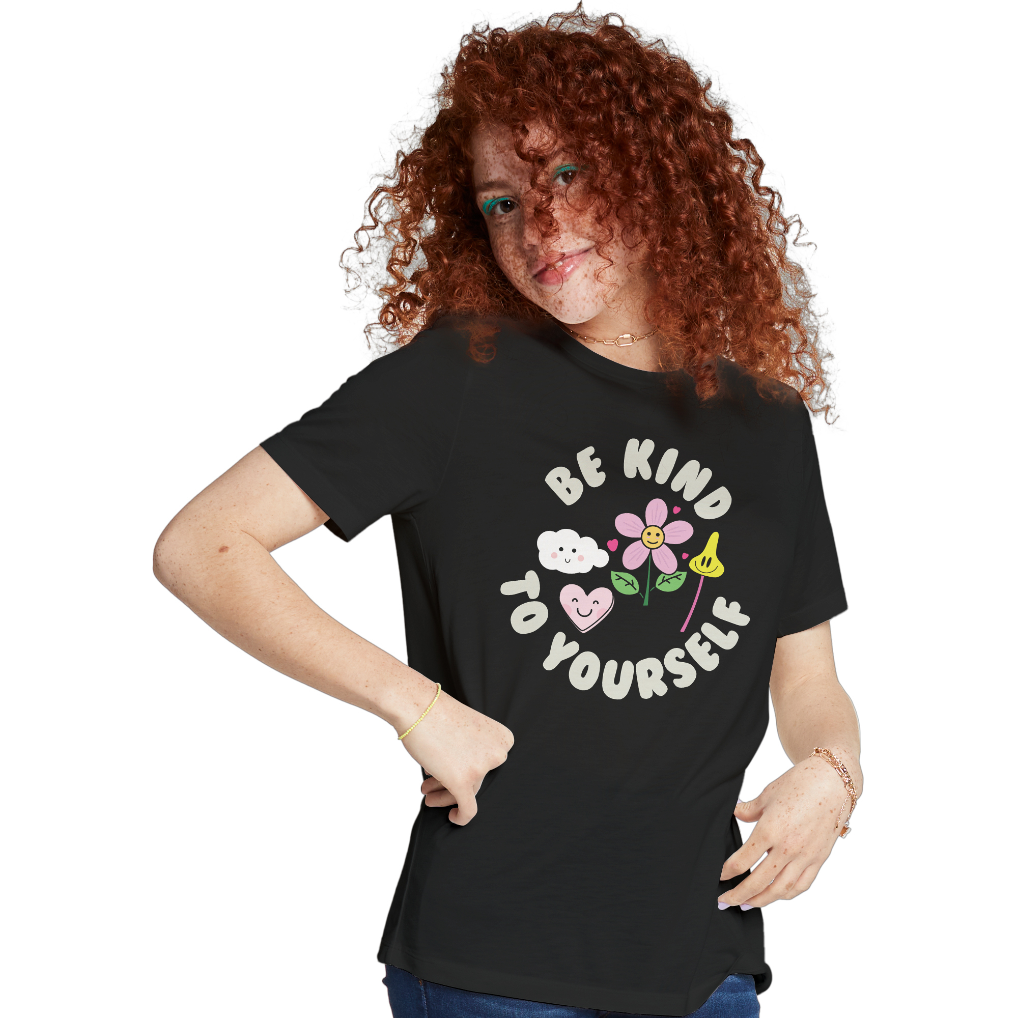 retro 'be kind to yourself' graphic tee