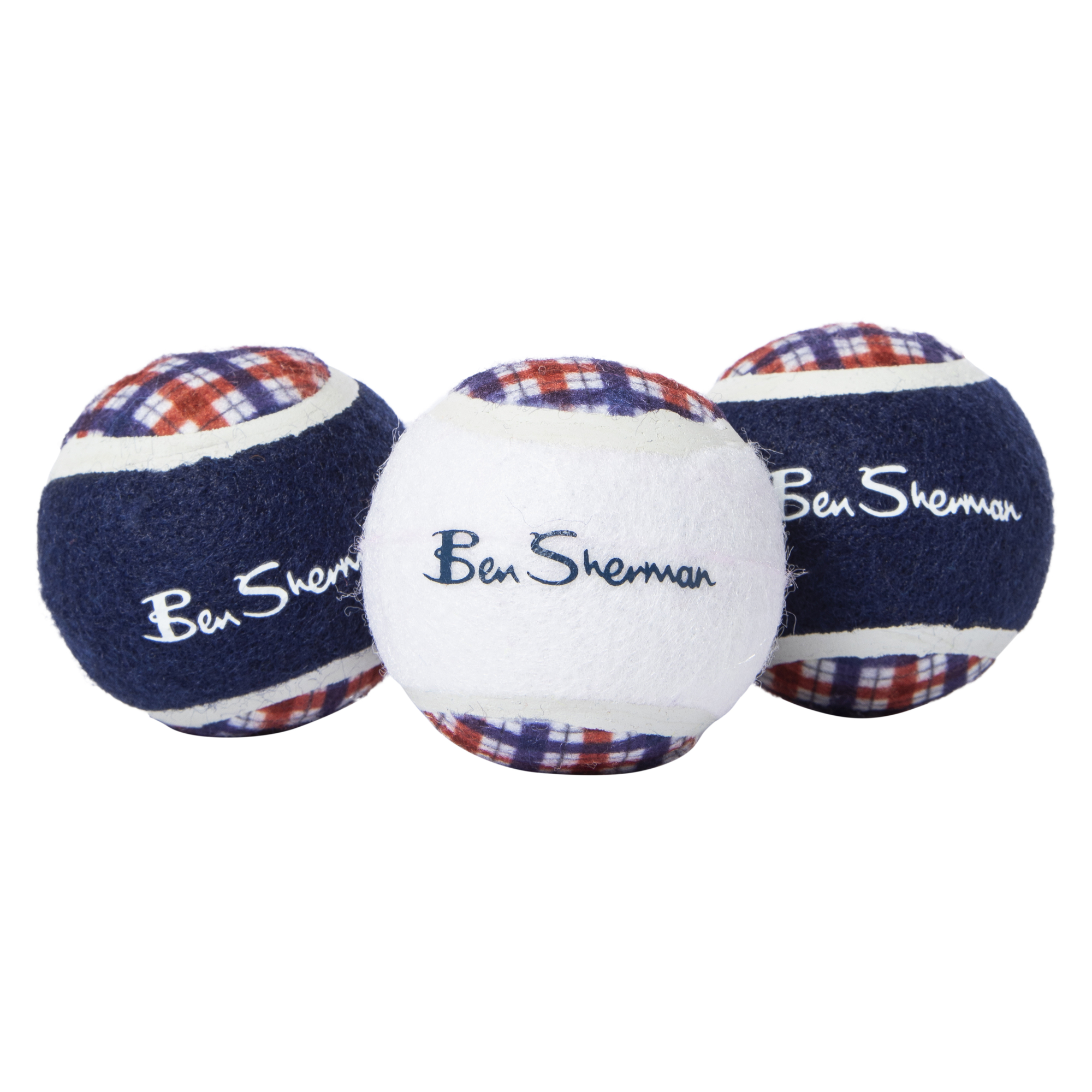 Ben Sherman, Dog, Ben Sherman 3 Pack Designer Checkered Tennis Ball Dog  Toys Navy White Red Nwt