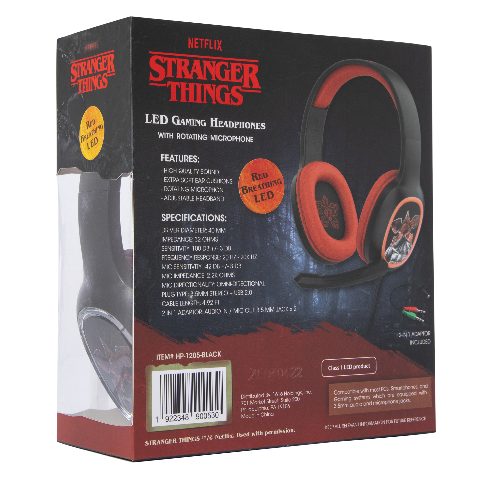 stranger things™ LED gaming headphones w/ rotating mic