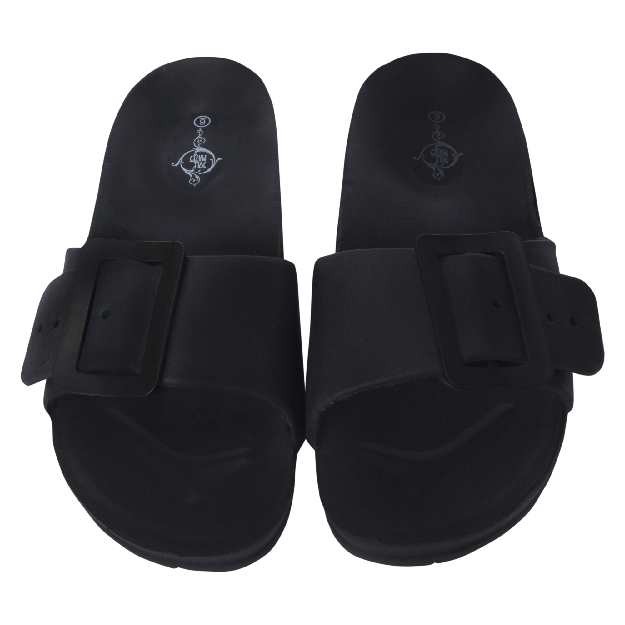 orange EVA buckle slide sandals