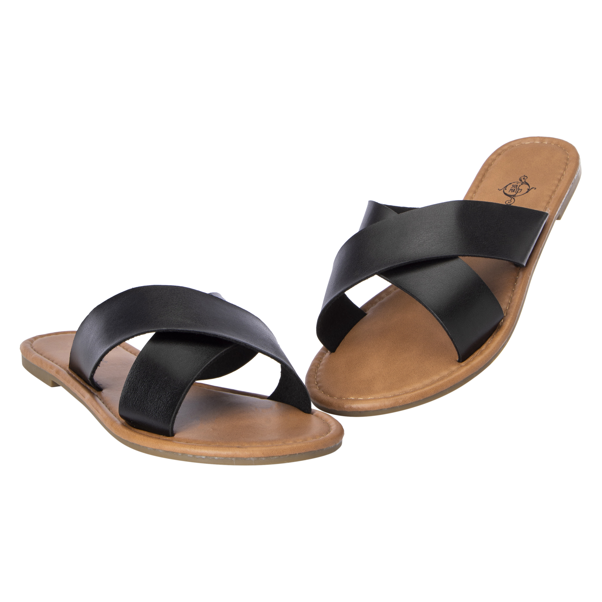 black x-strap sandals