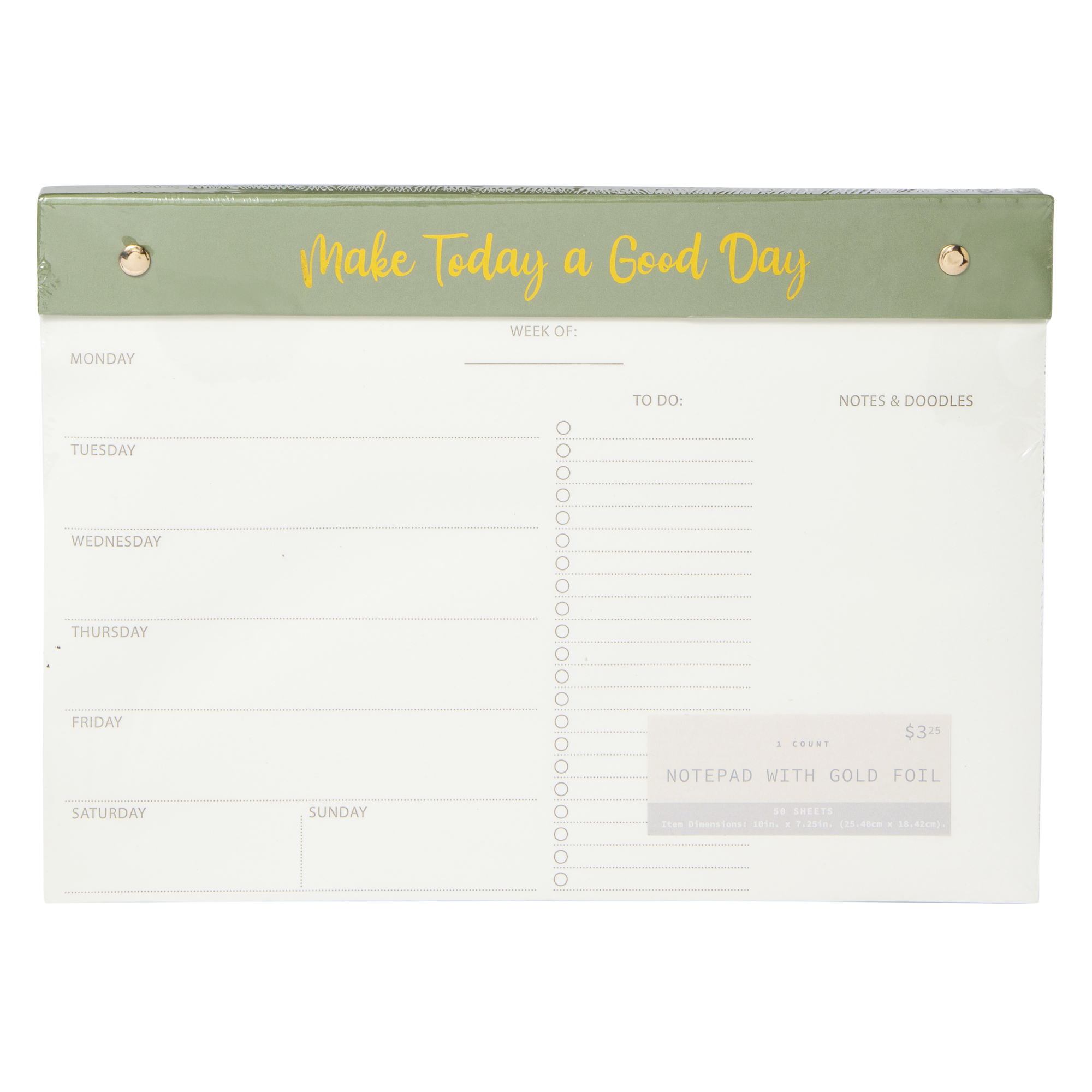 nutrition planner notepad with gold foil 10in x 7.25in