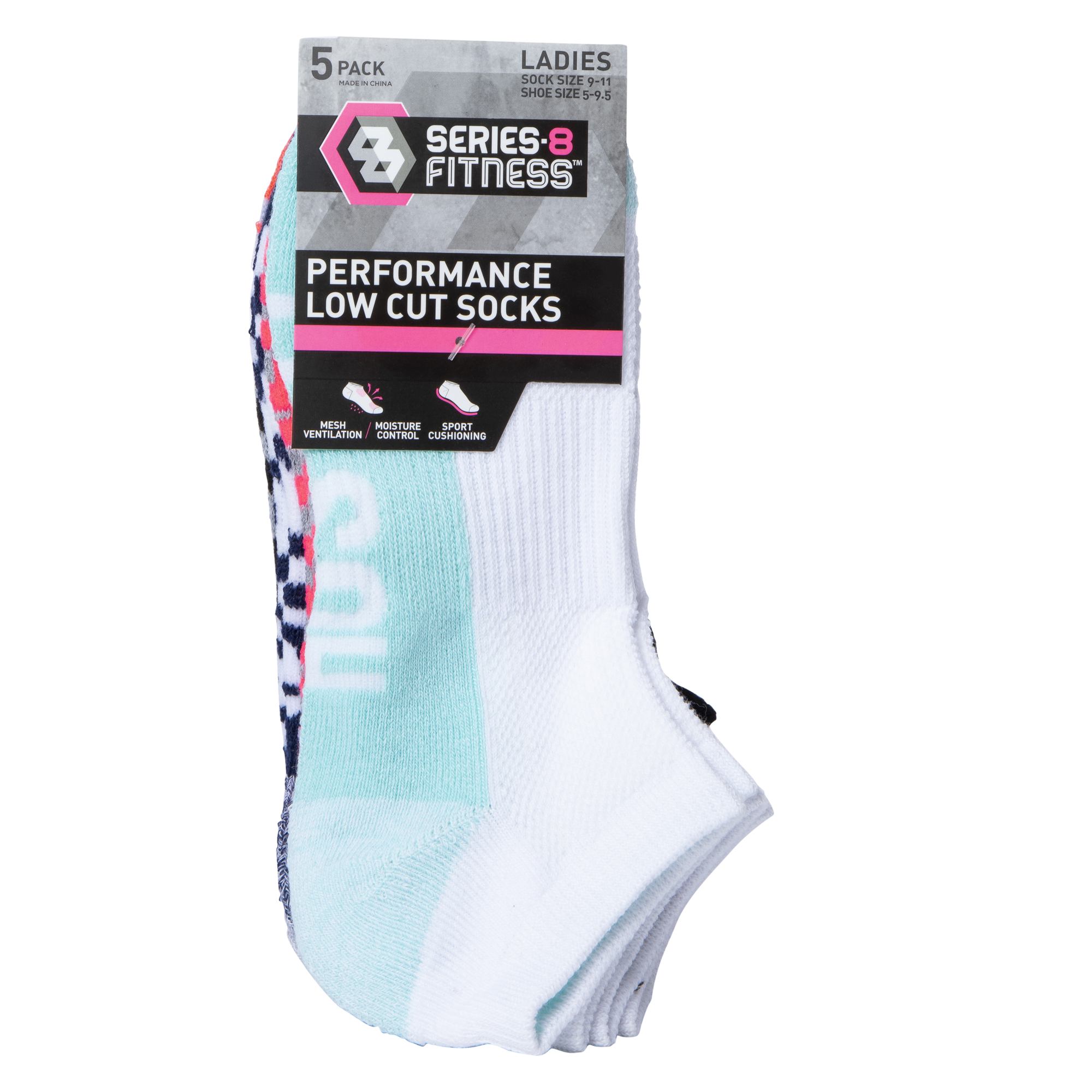 series-8 fitness™ ladies low-cut socks 5-pack