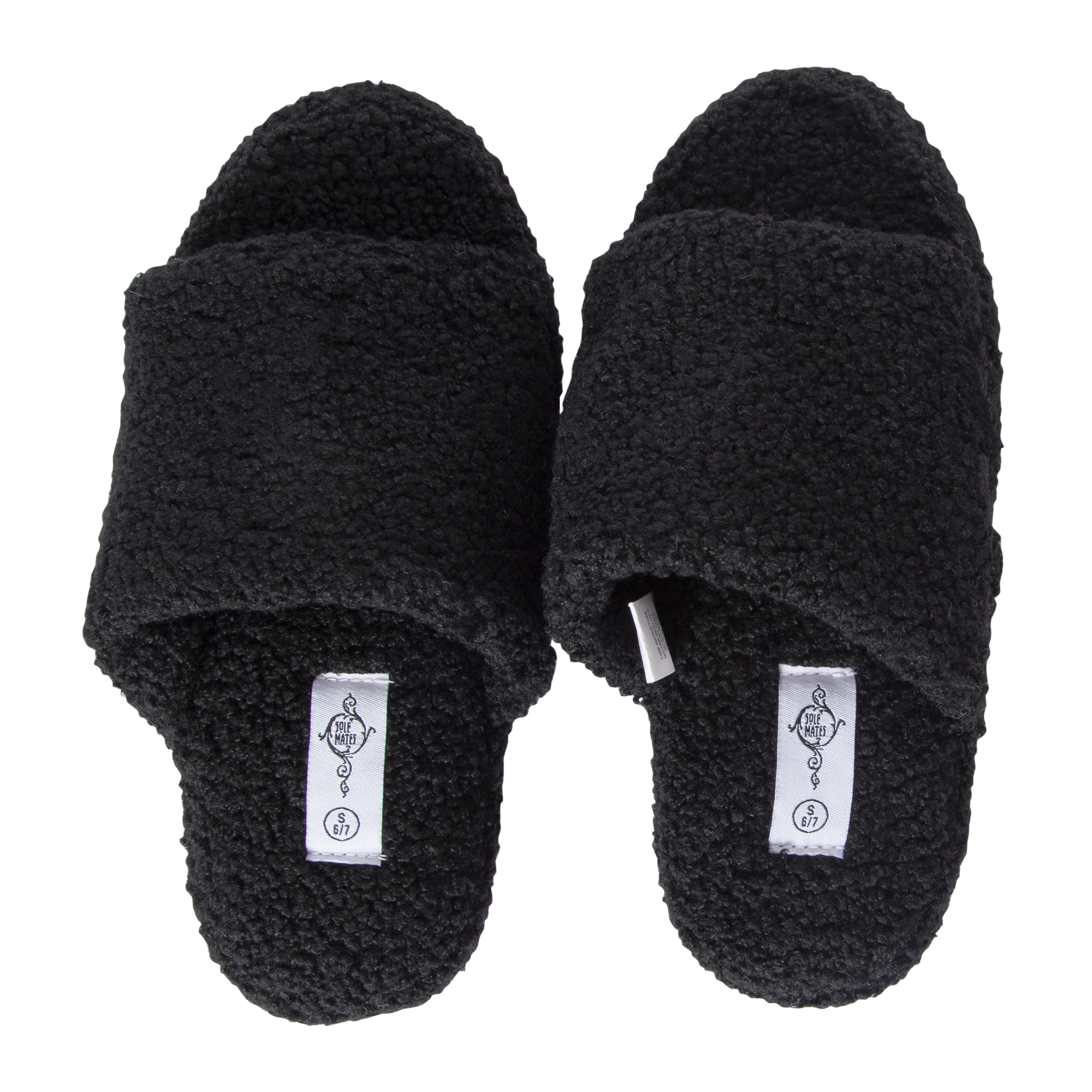 black teddy slide slippers
