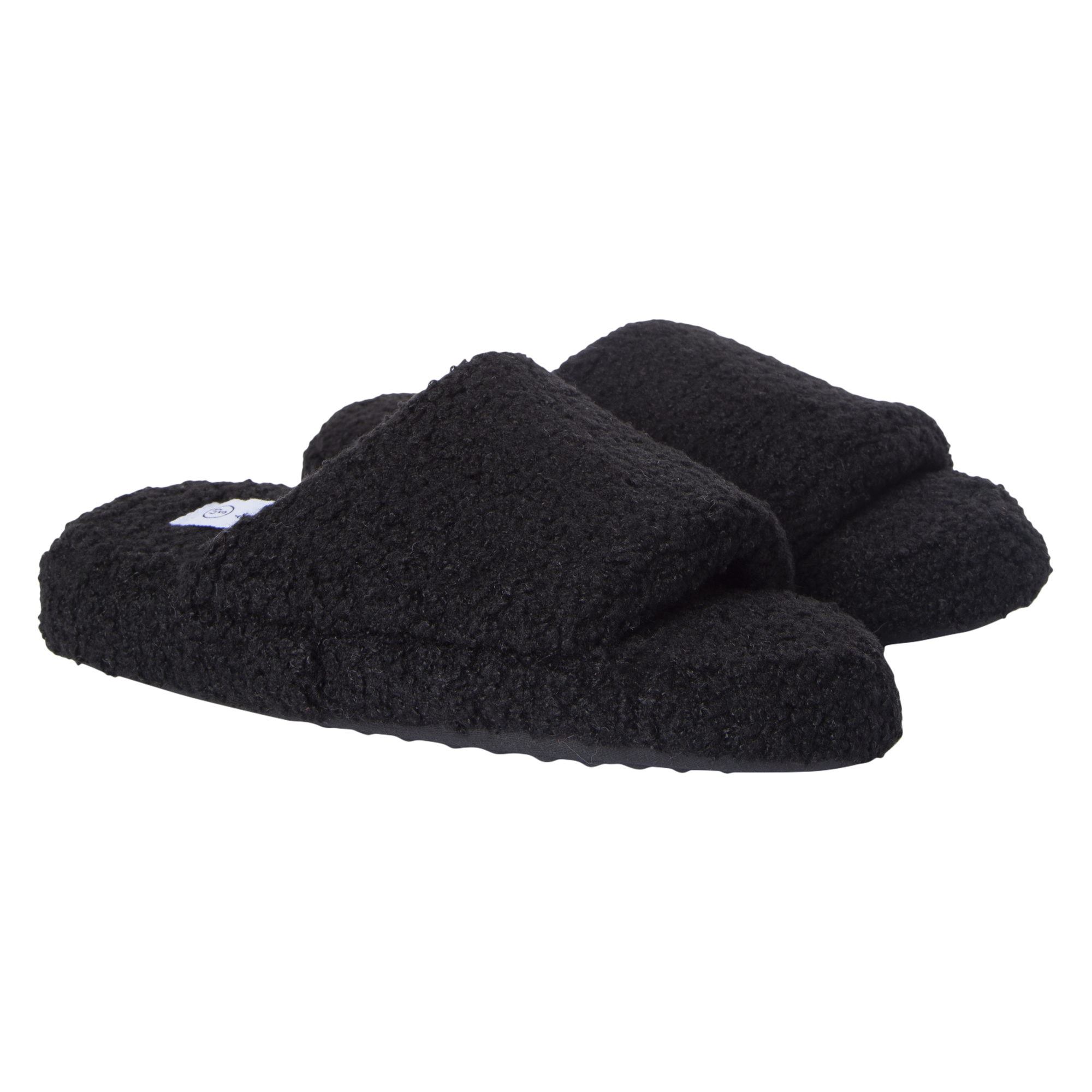 black teddy slide slippers