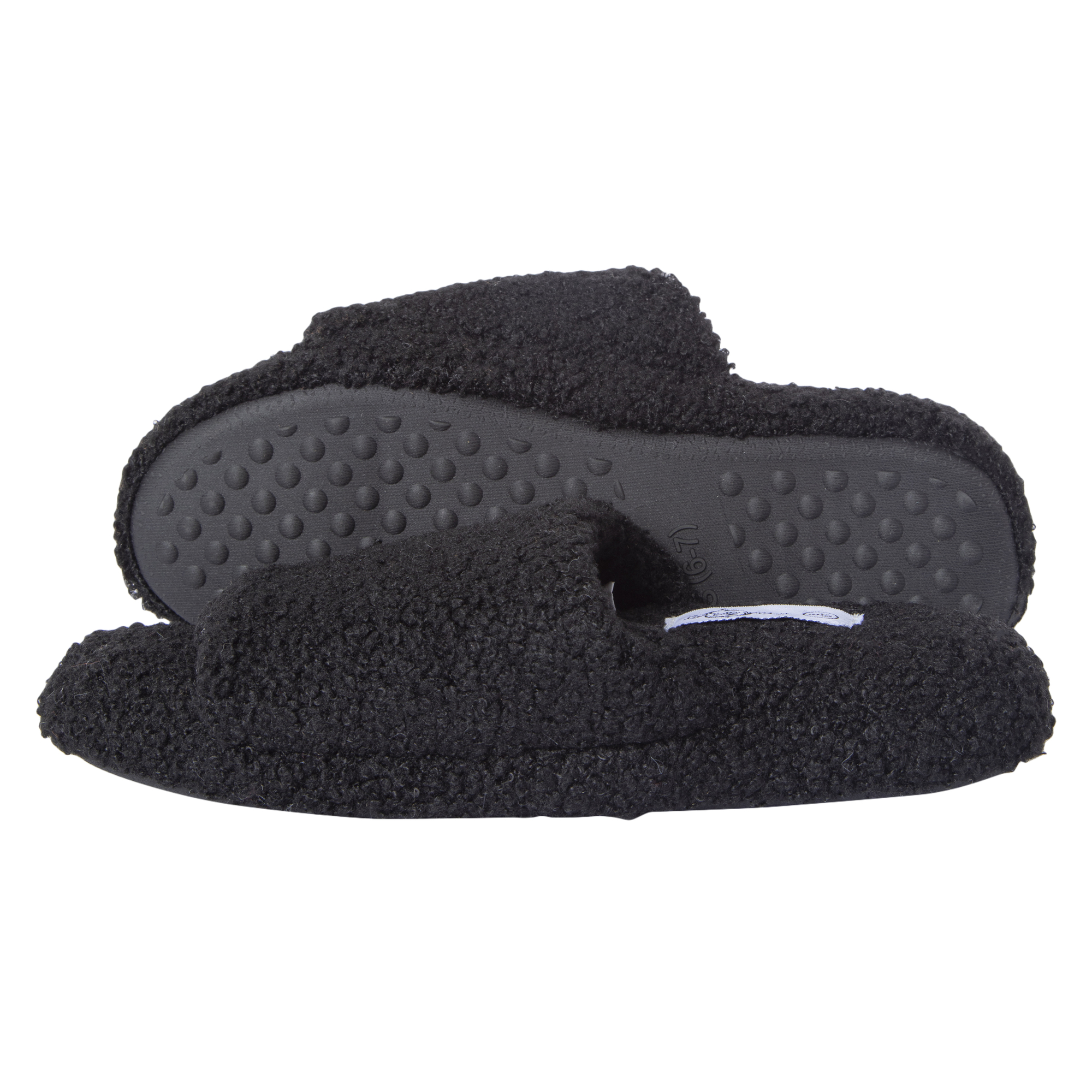 black teddy slide slippers