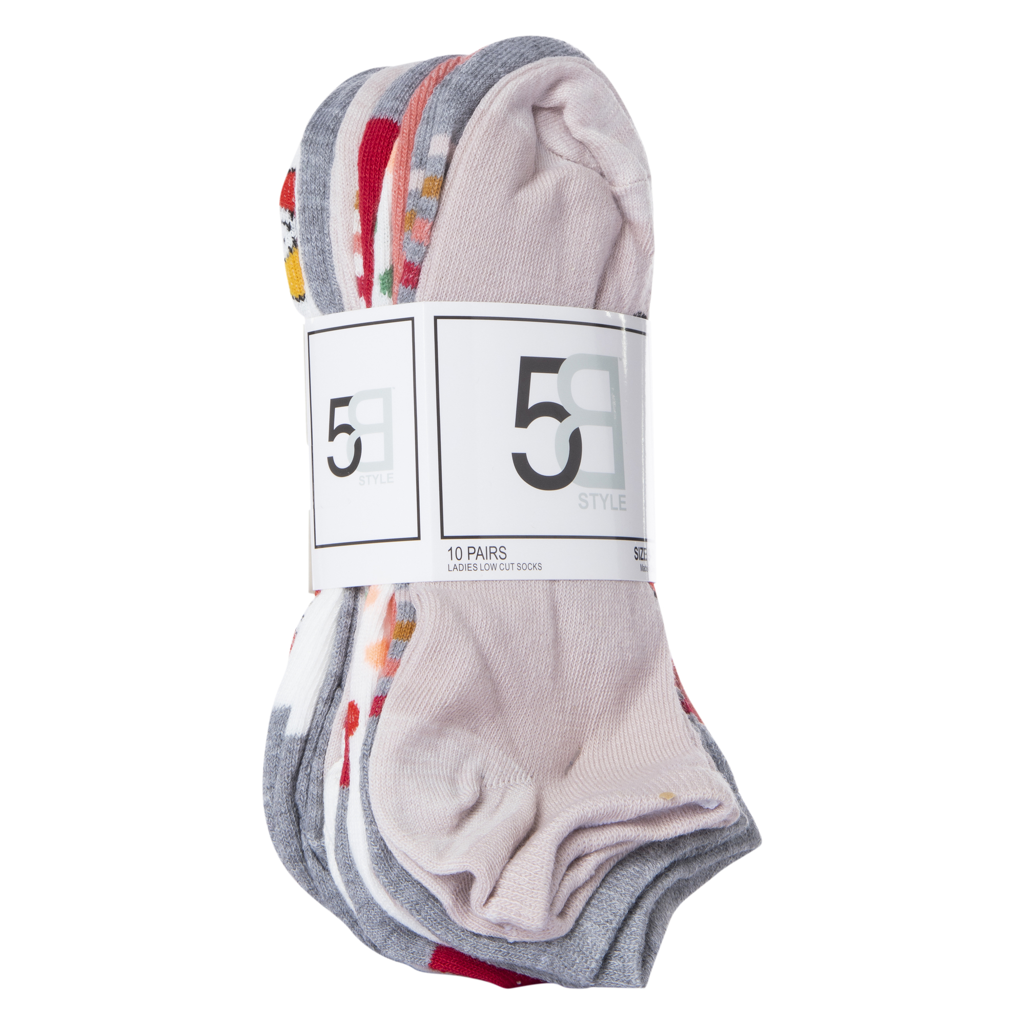 Ladies Low-Cut Socks 10-Pack - Mushroom Print