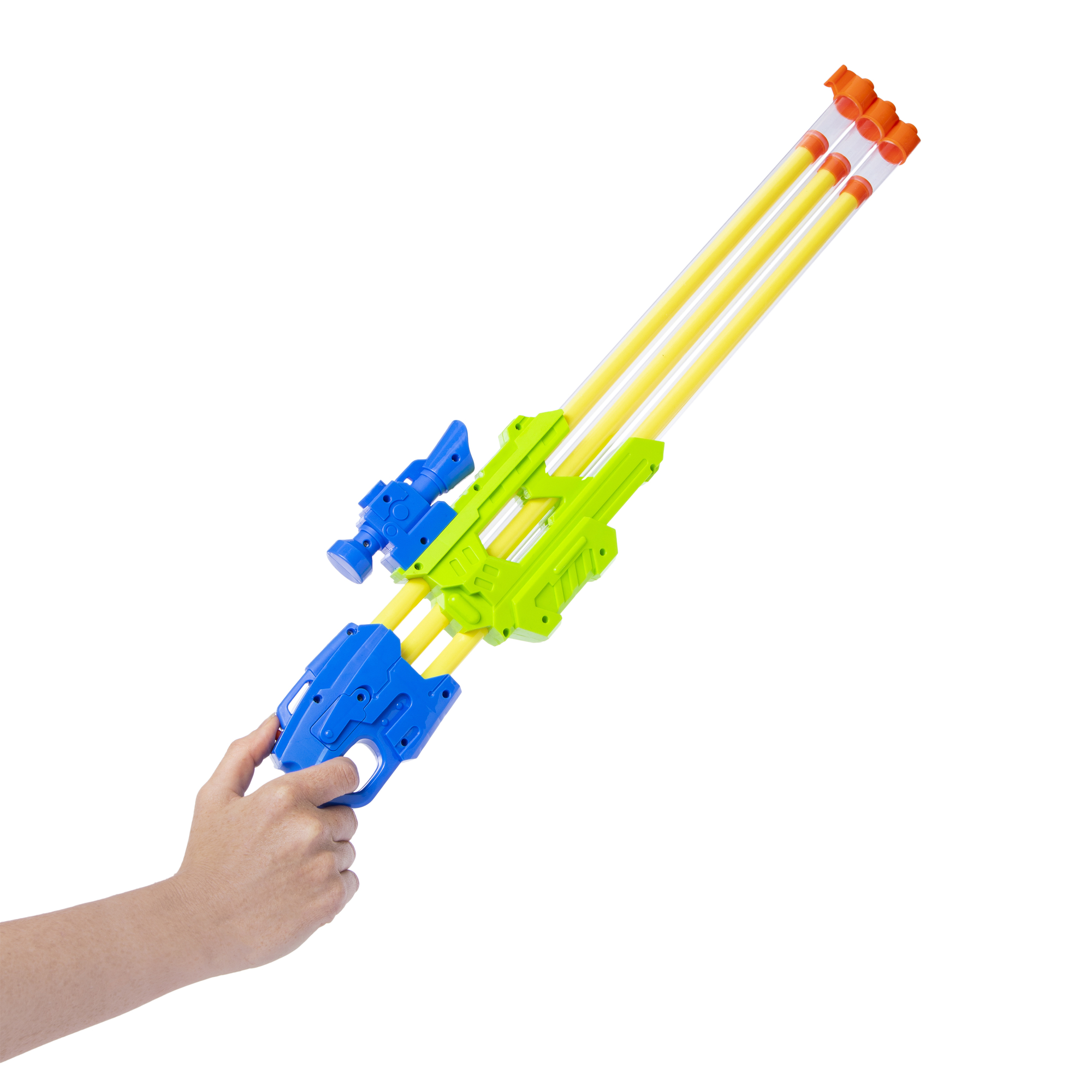 light-up triple tubes water blaster toy - orange