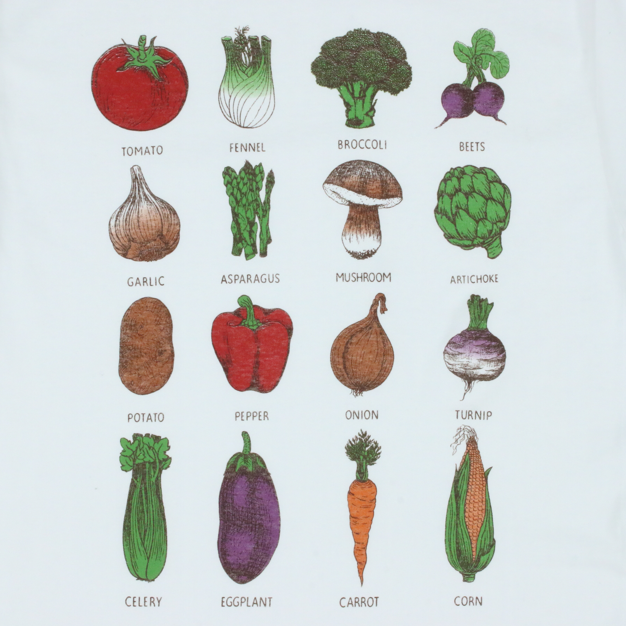 vegetable chart graphic tee