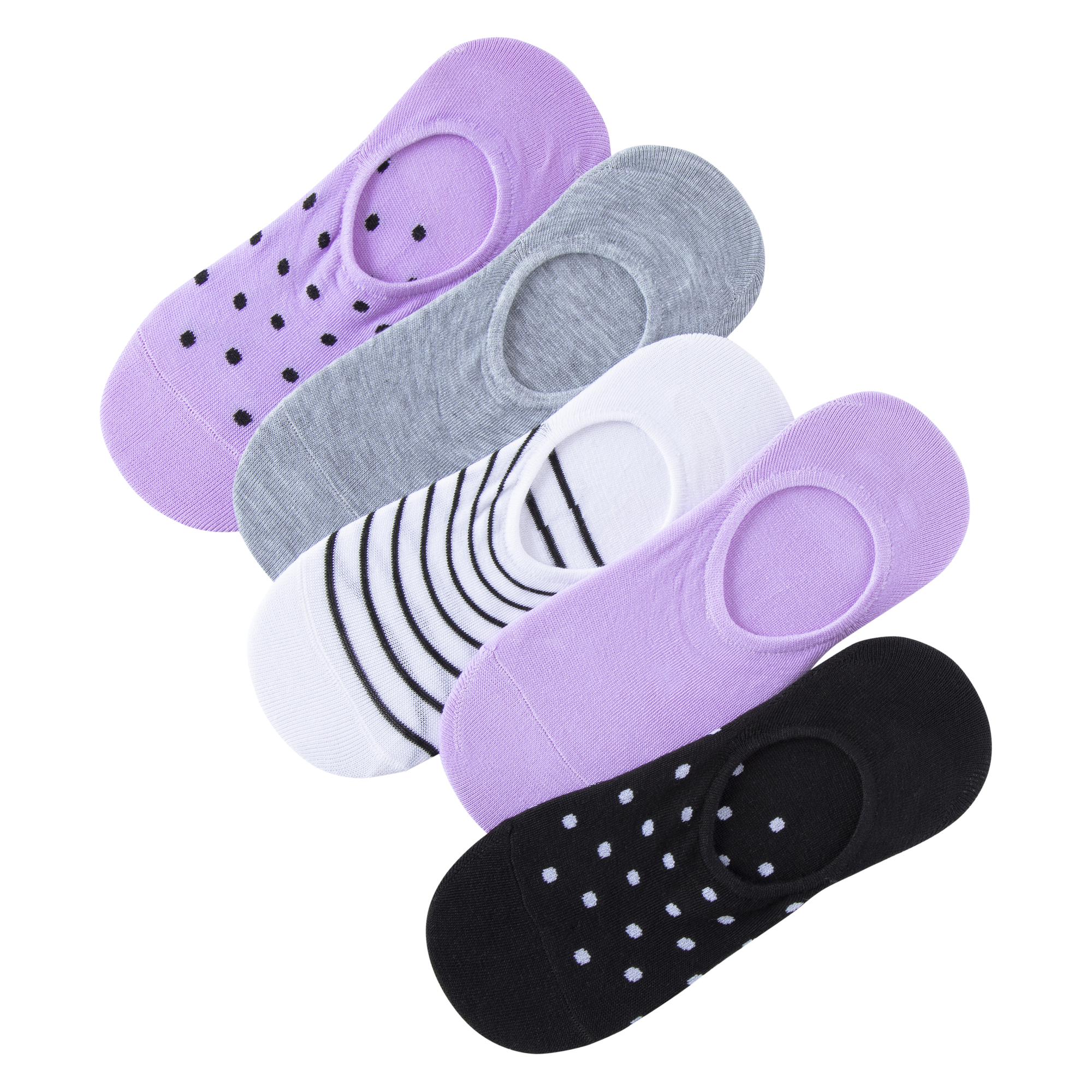 5-Pack Ladies Sneaker Socks - Polka Dot