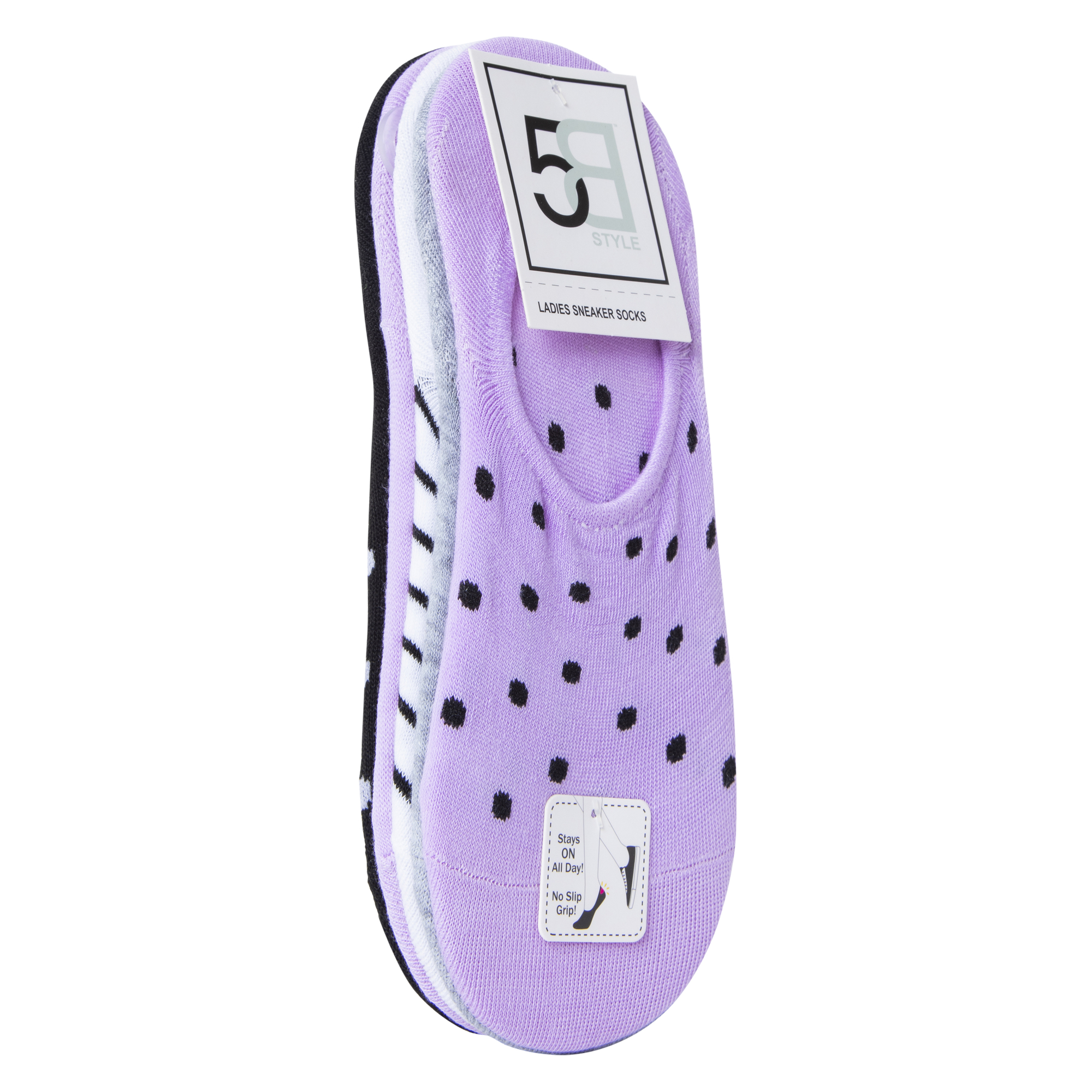 5-Pack Ladies Sneaker Socks - Polka Dot