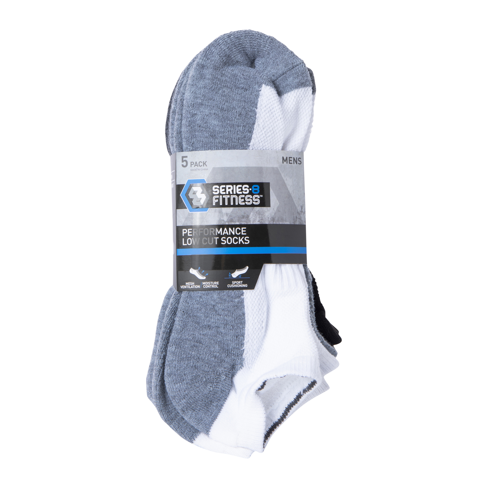 series-8 fitness™ men's low-cut performance socks 5-pack