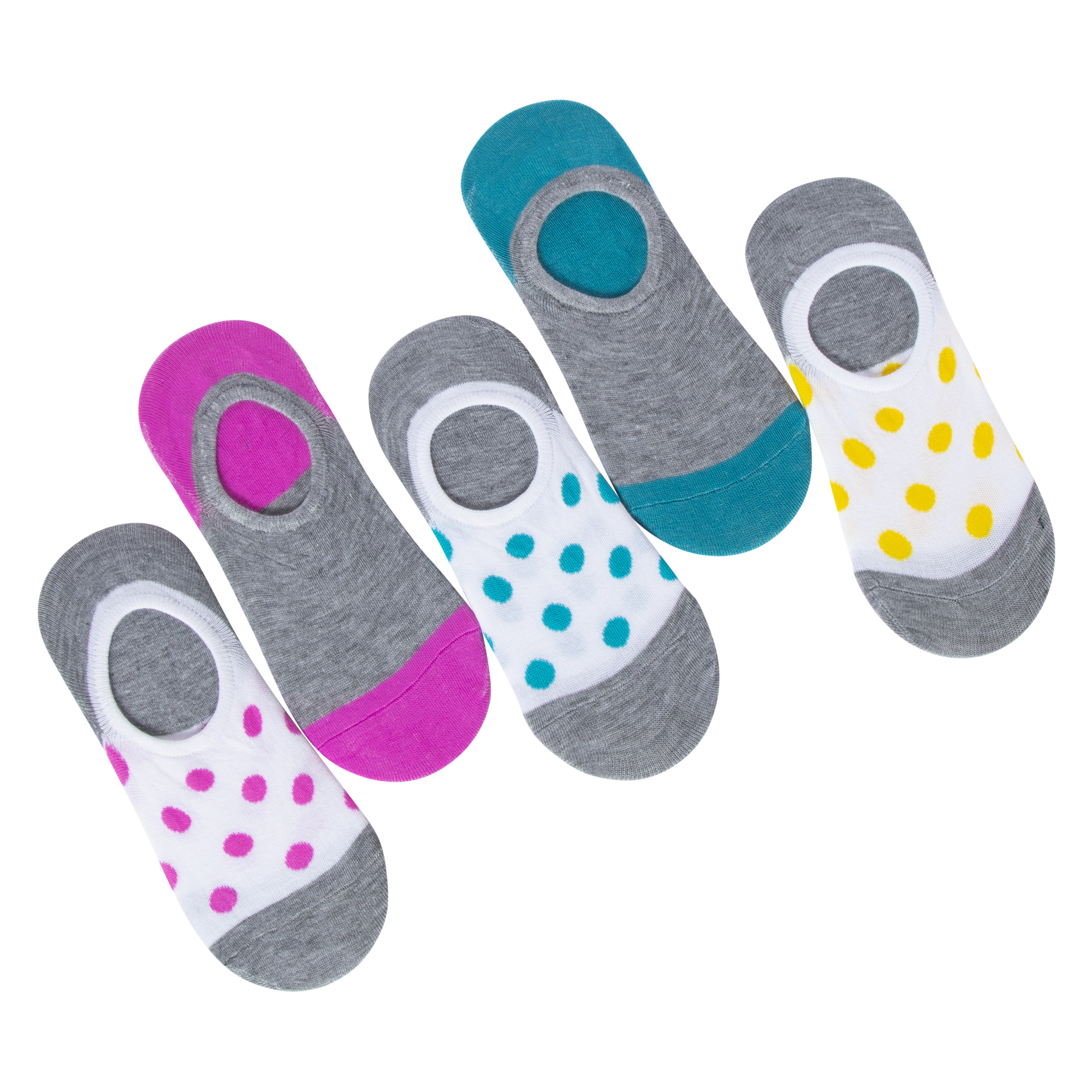 ladies no-show socks, dots & solids 5-pack