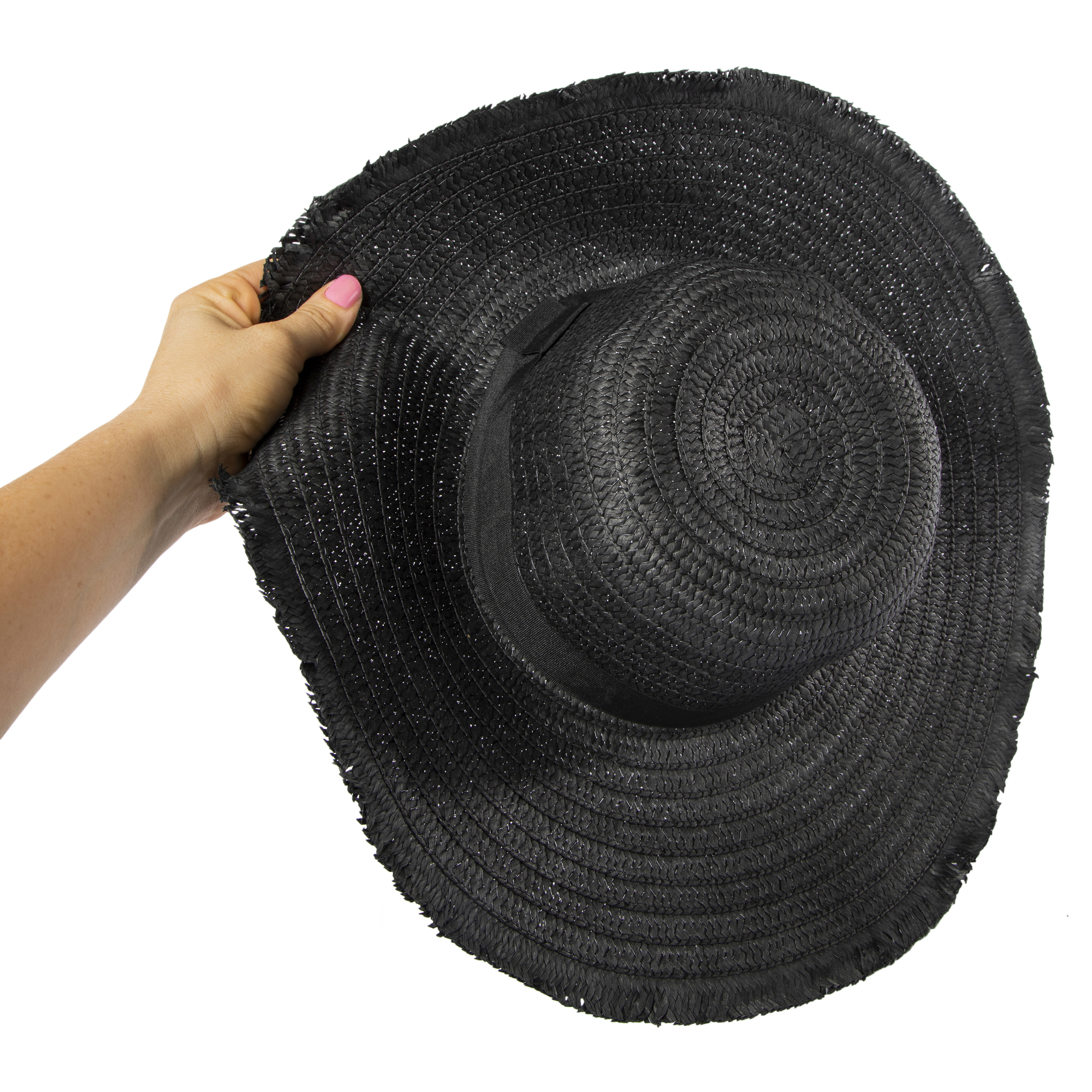 frayed edge floppy straw hat