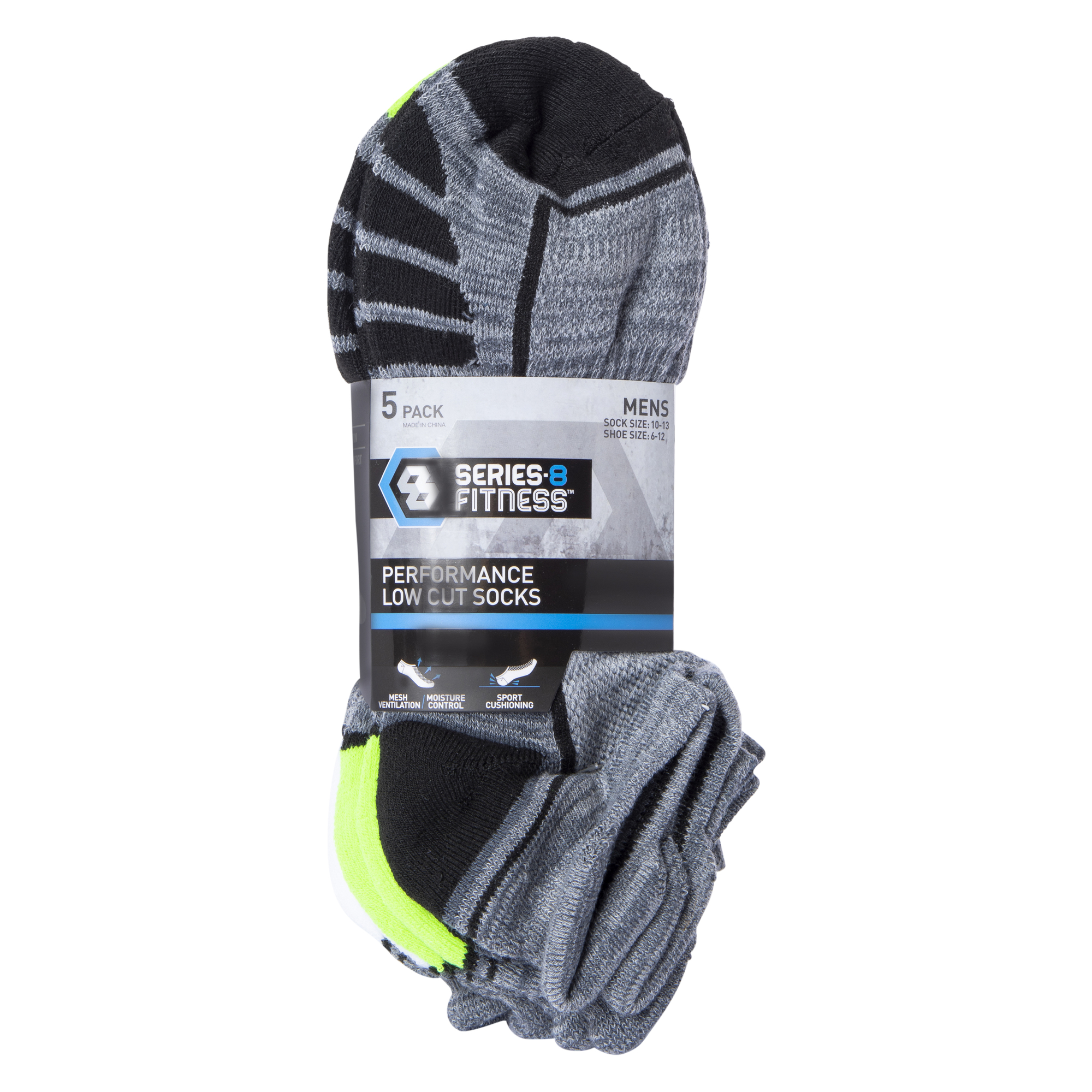series-8 fitness™ men's low-cut performance socks 5-pack