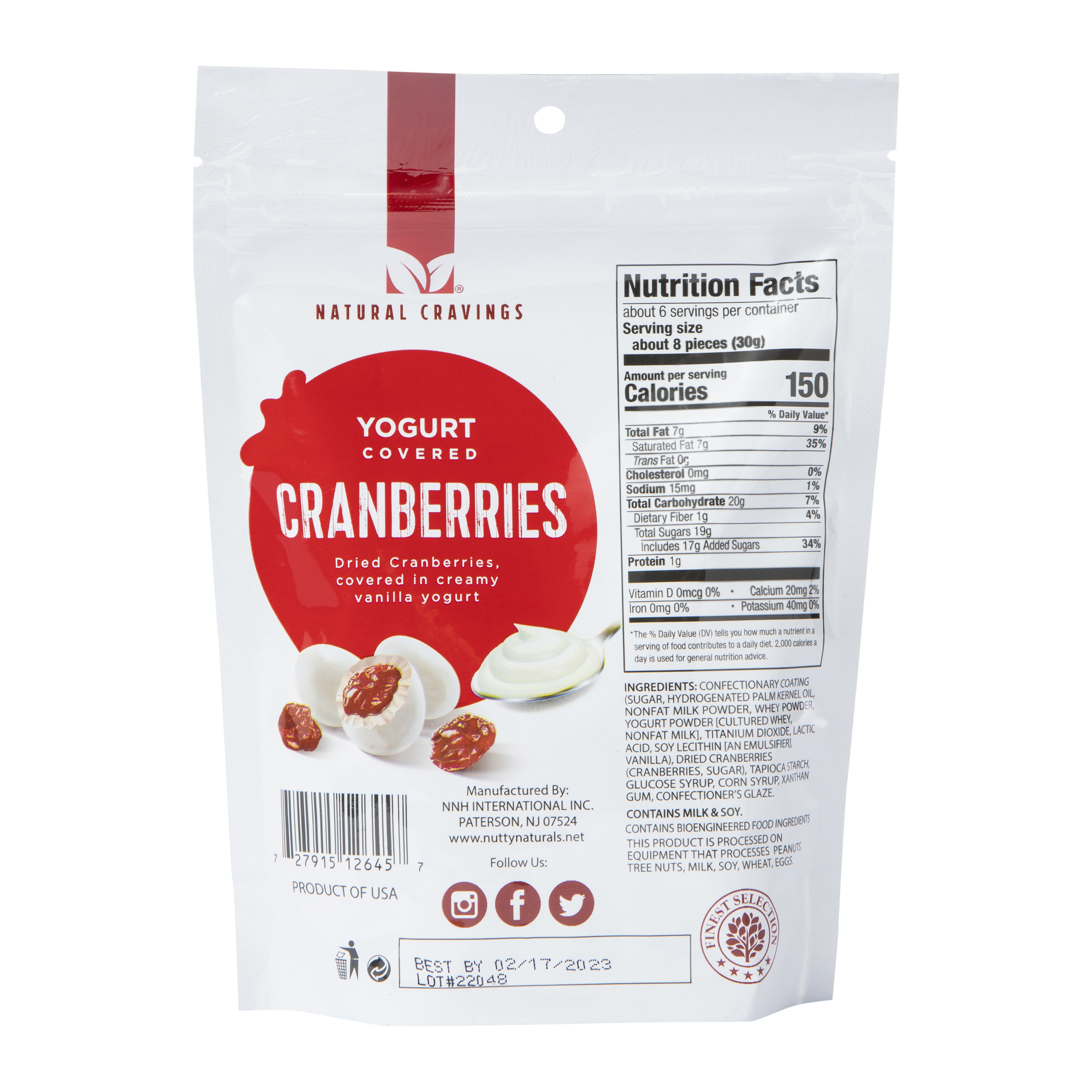 natural cravings® yogurt covered cranberries 7oz