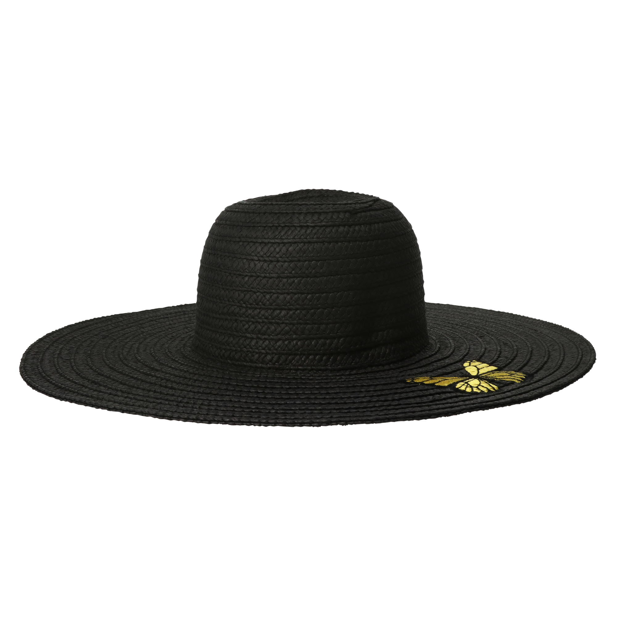 raffia woven sun hat w/ embroidery