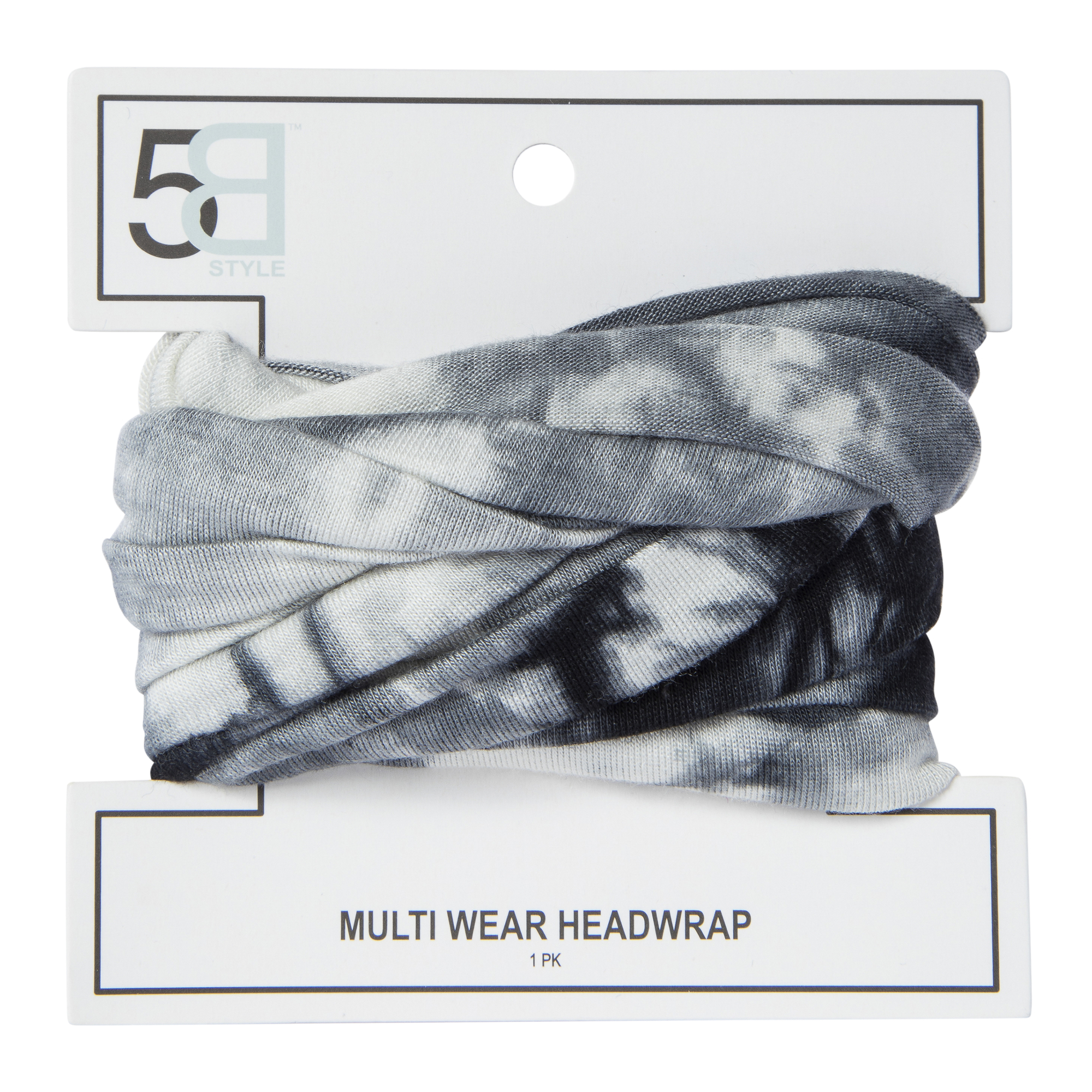 multi-wear fabric headwrap - black tie dye