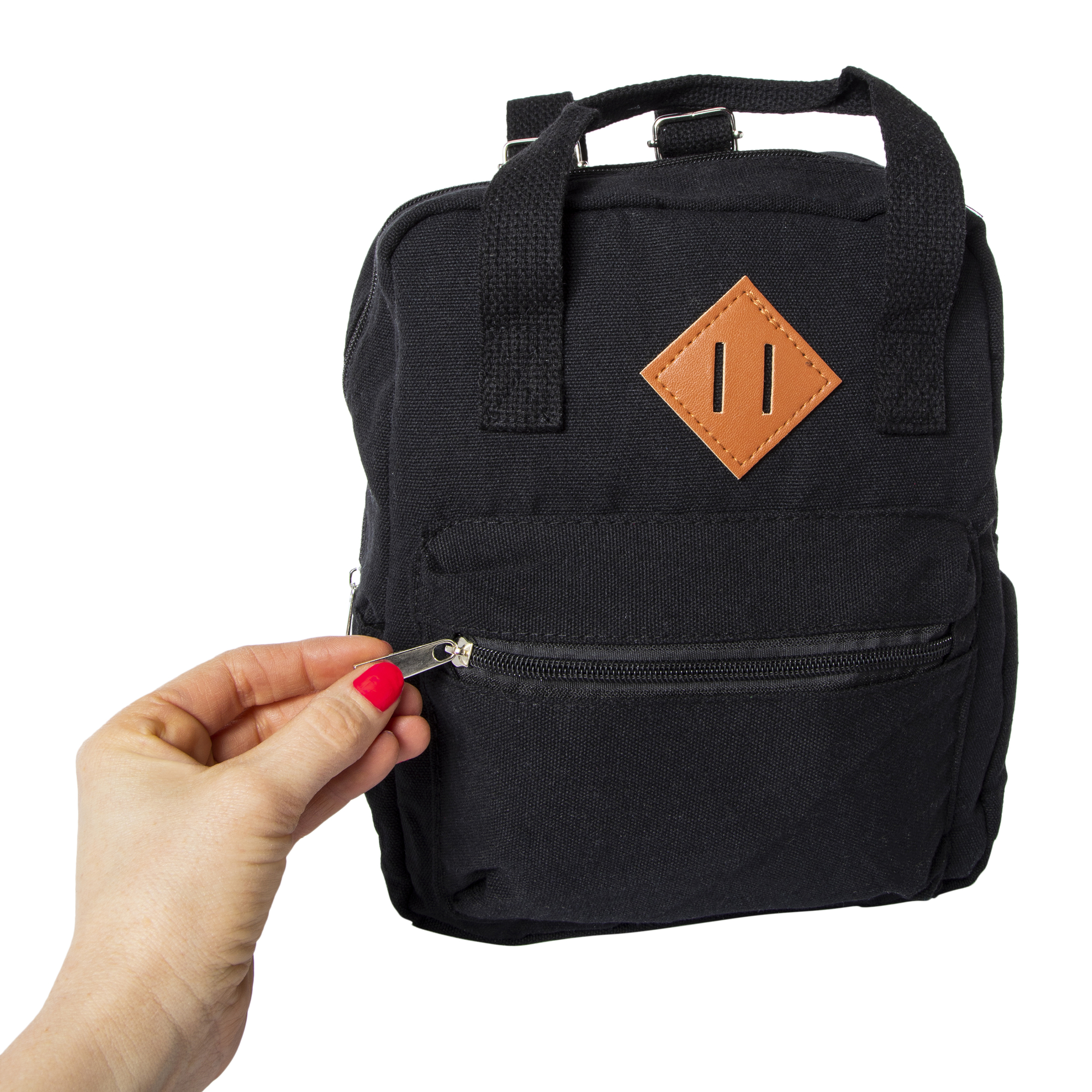 top handle mini backpack - black