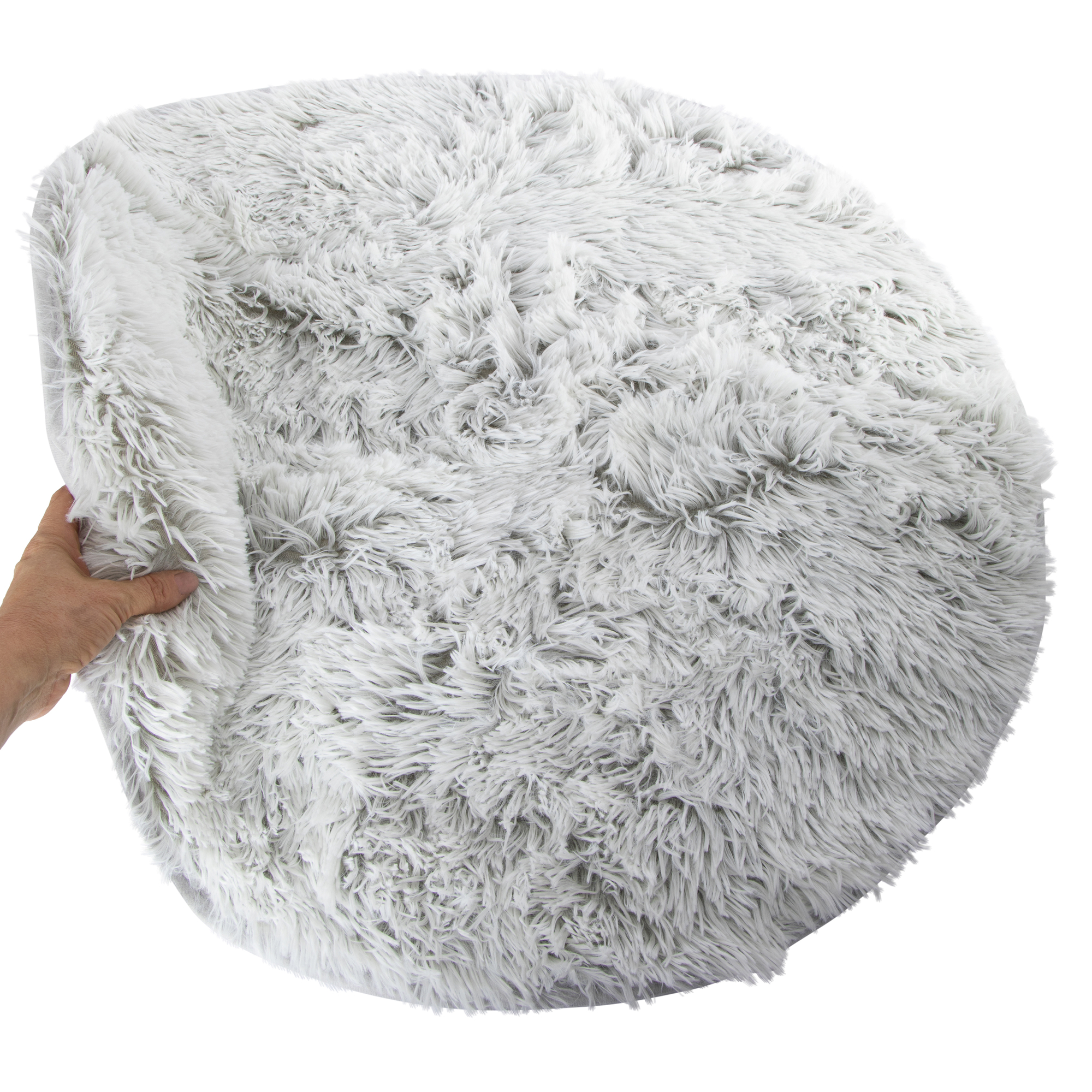round faux fur accent rug 30in