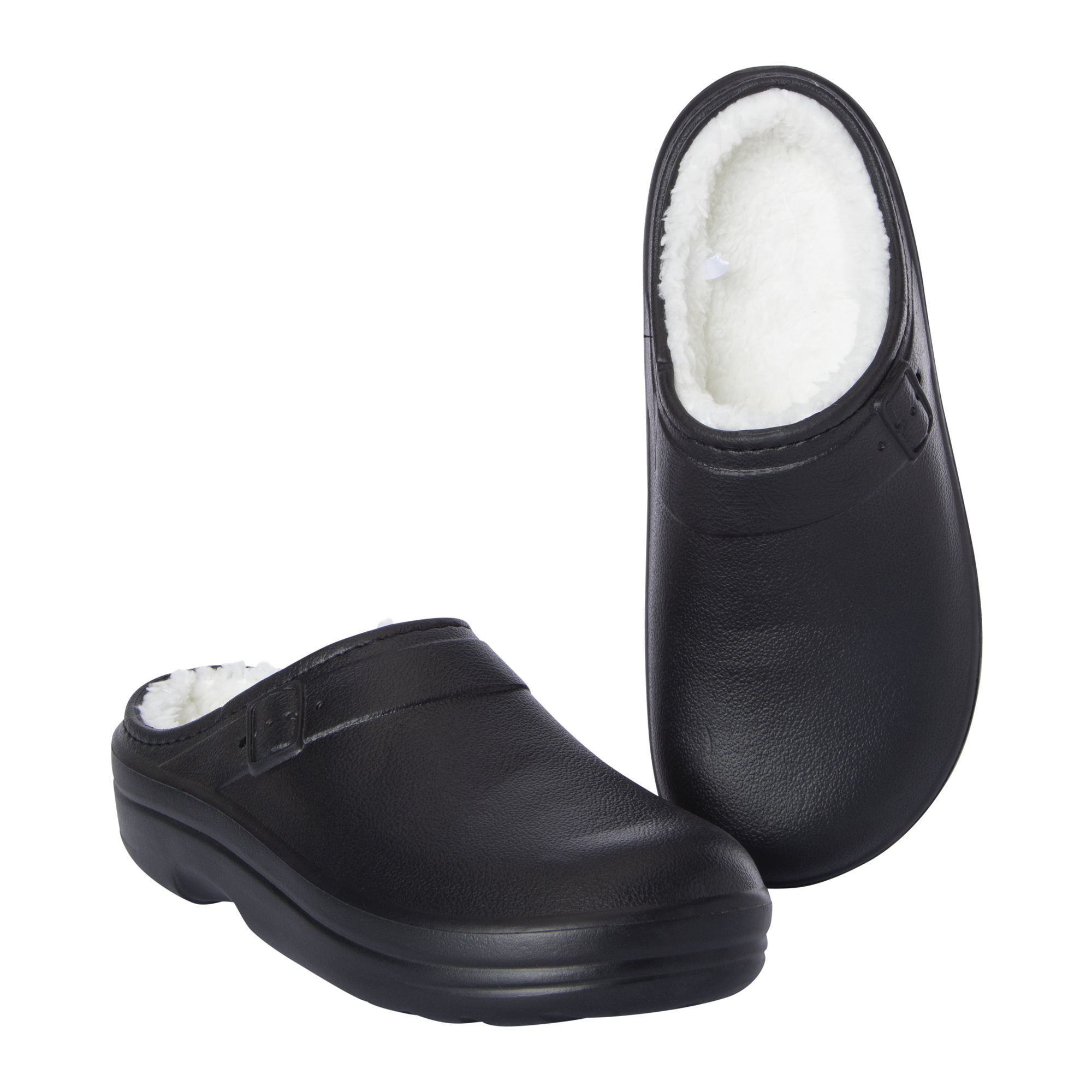 ladies olive sherpa-lined EVA clogs