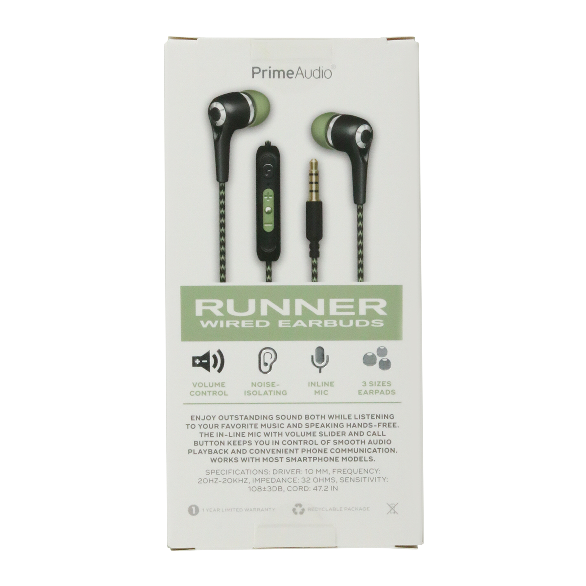 Five Below Prime audio runner noise isolating wired earbuds