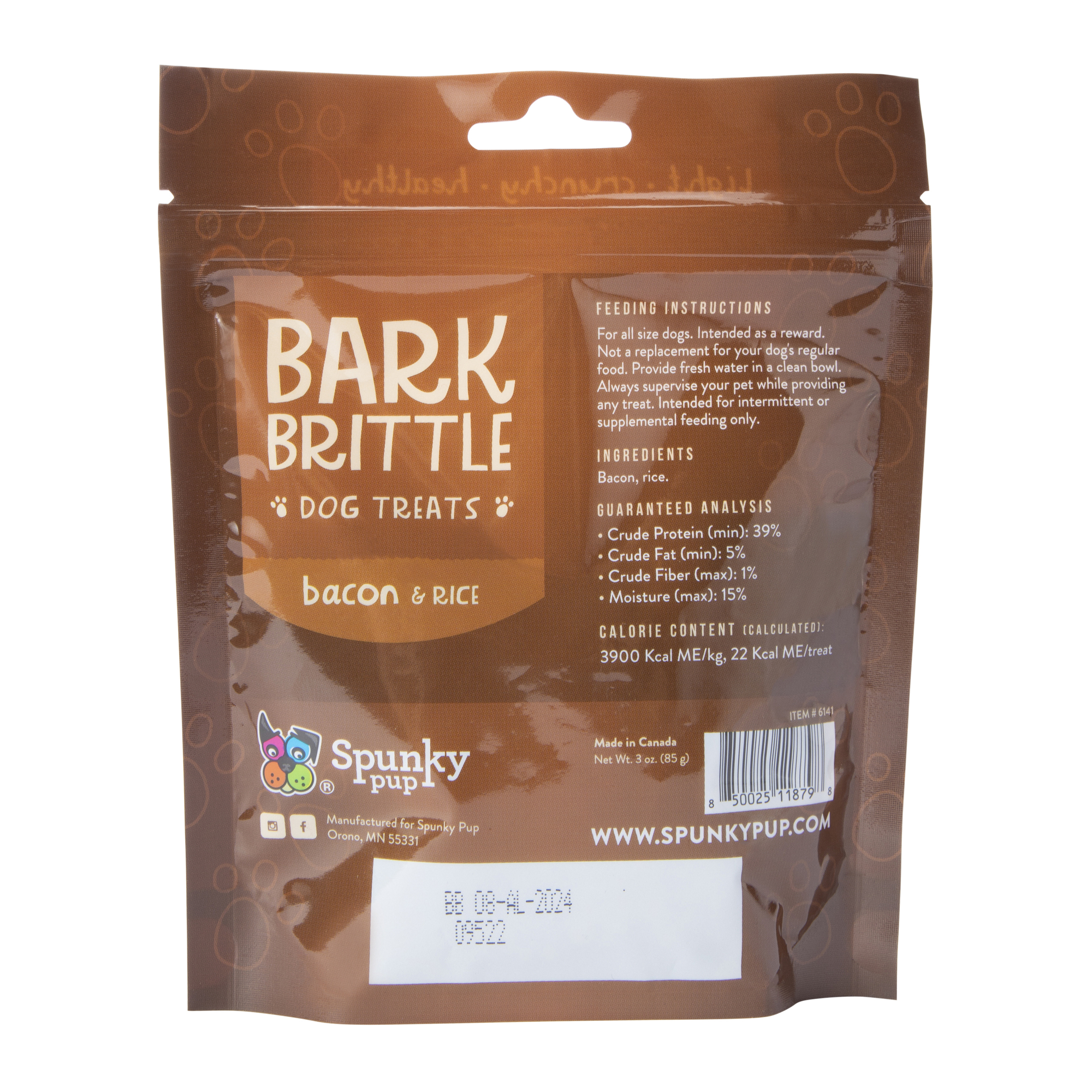 spunky pup bark brittle dog treats 3oz
