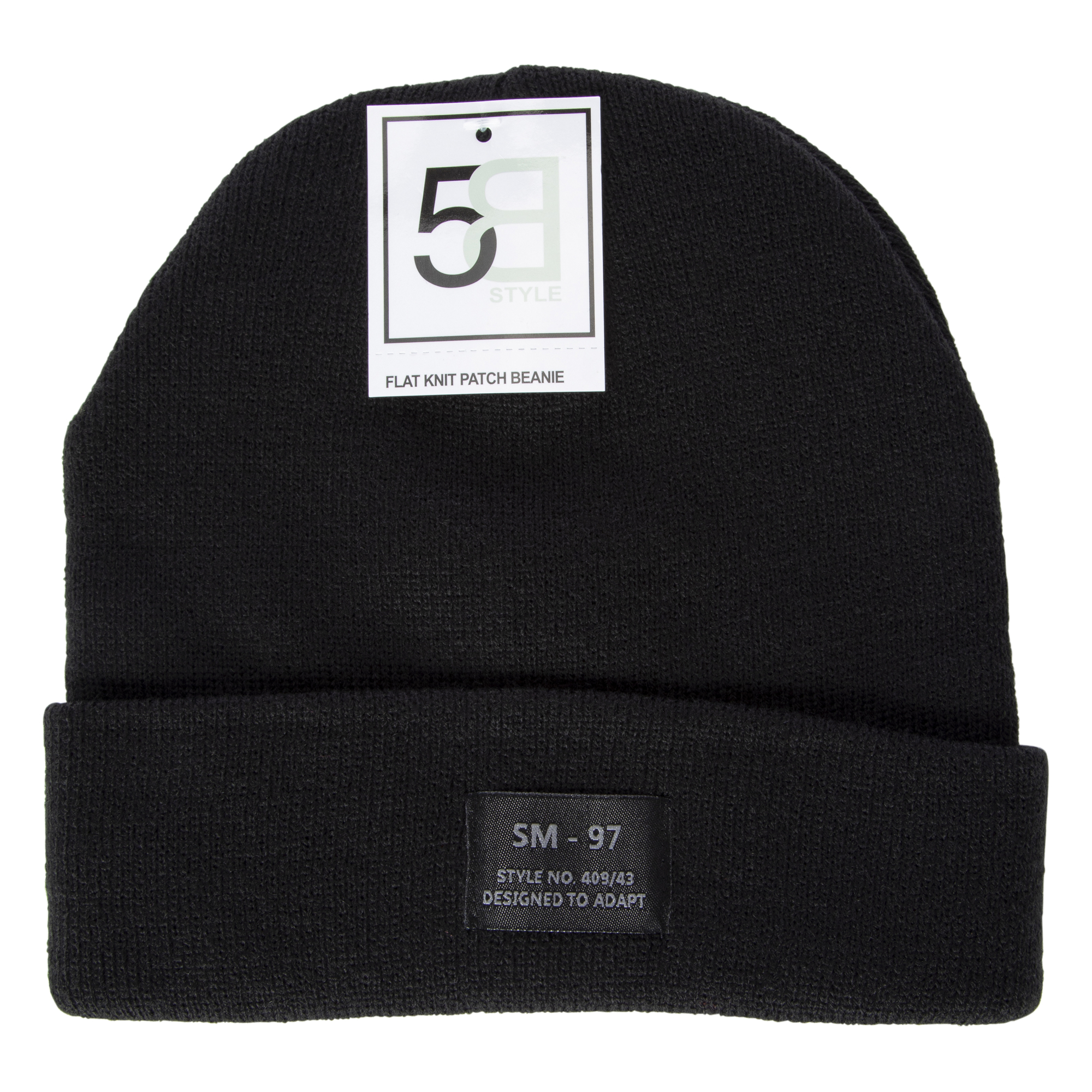 lightweight knit cuff beanie with patch