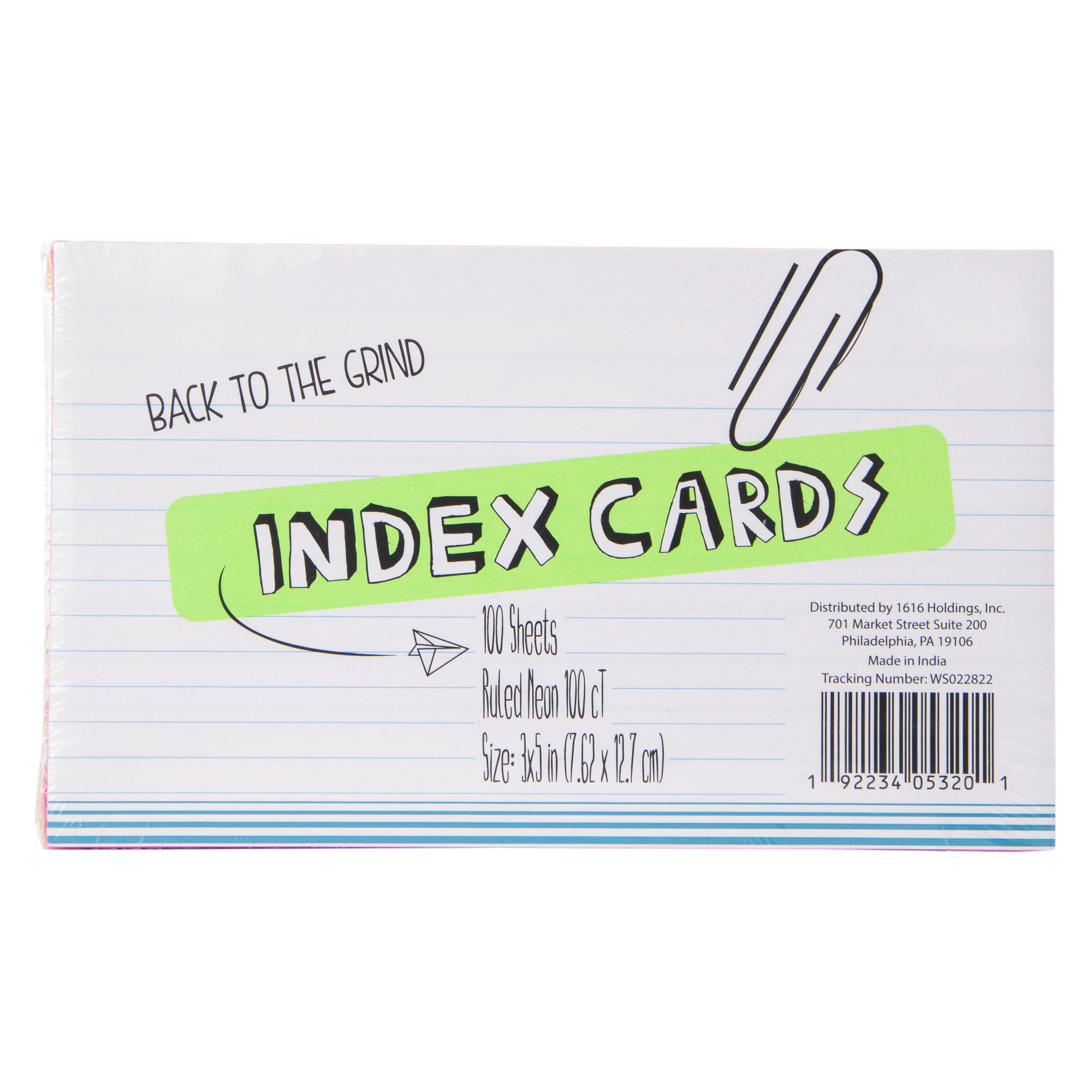neon ruled 3 x 5 index cards 100-count