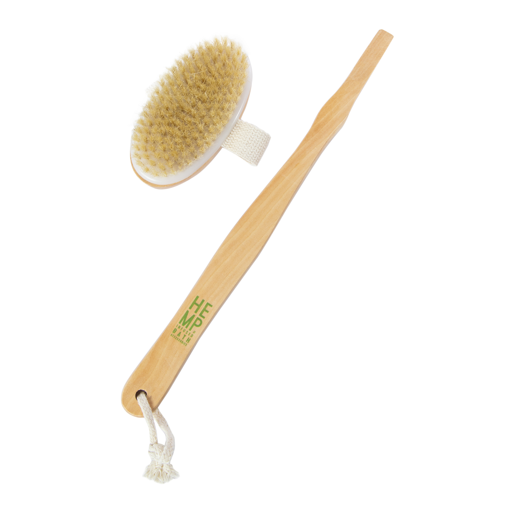 hemp bath brush with wooden handle