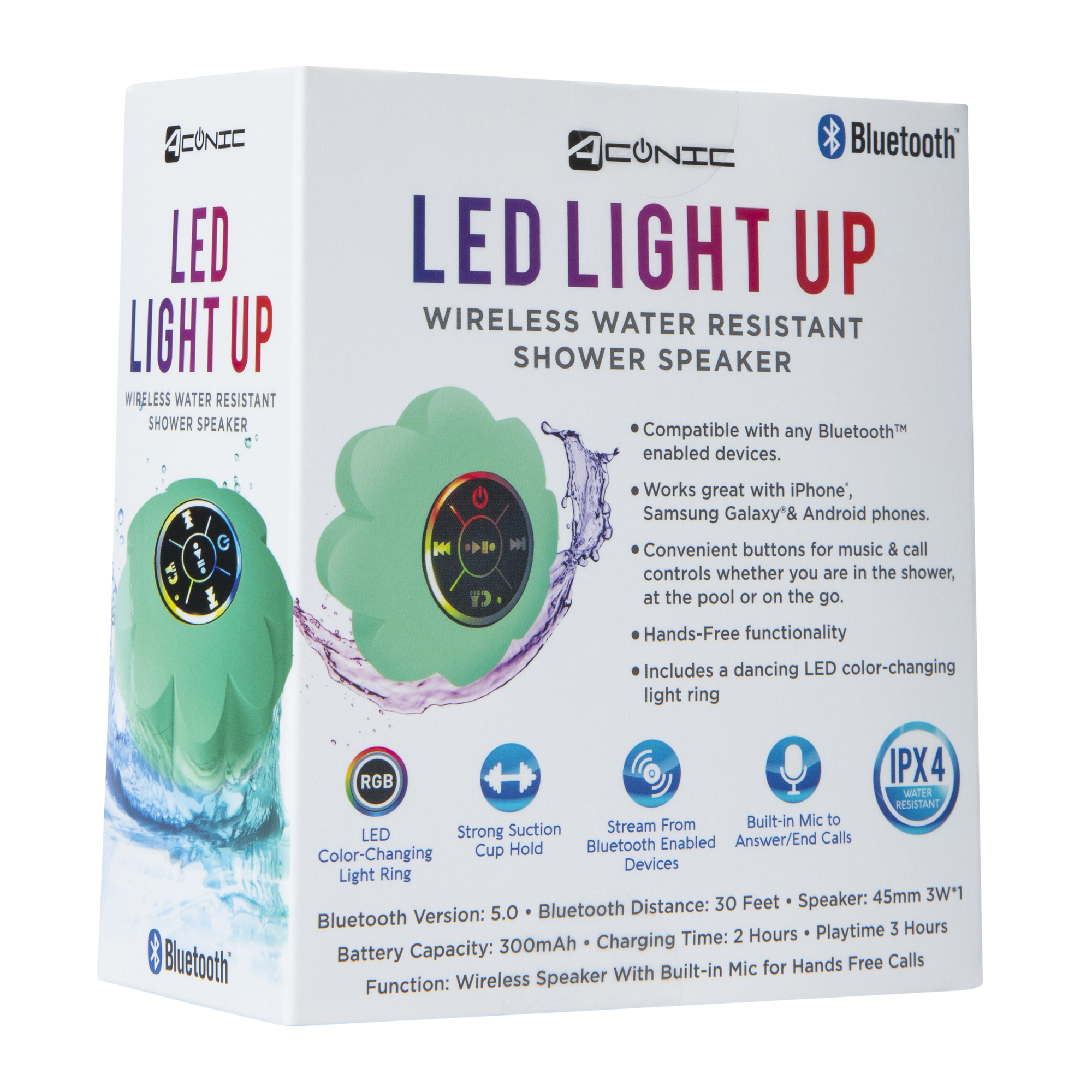 Wireless Bluetooth® LED Light Up Flower Shower Speaker