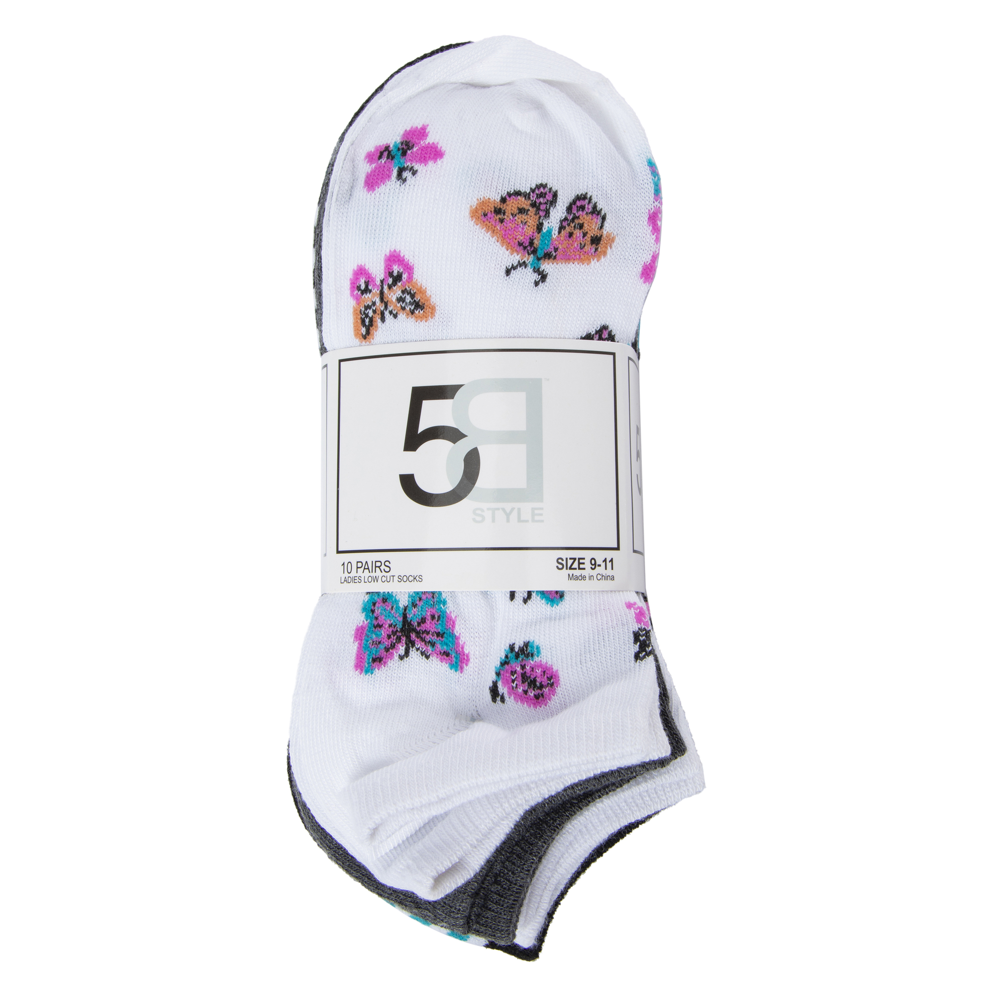 10-Pack Ladies Low-Cut Socks - Butterflies