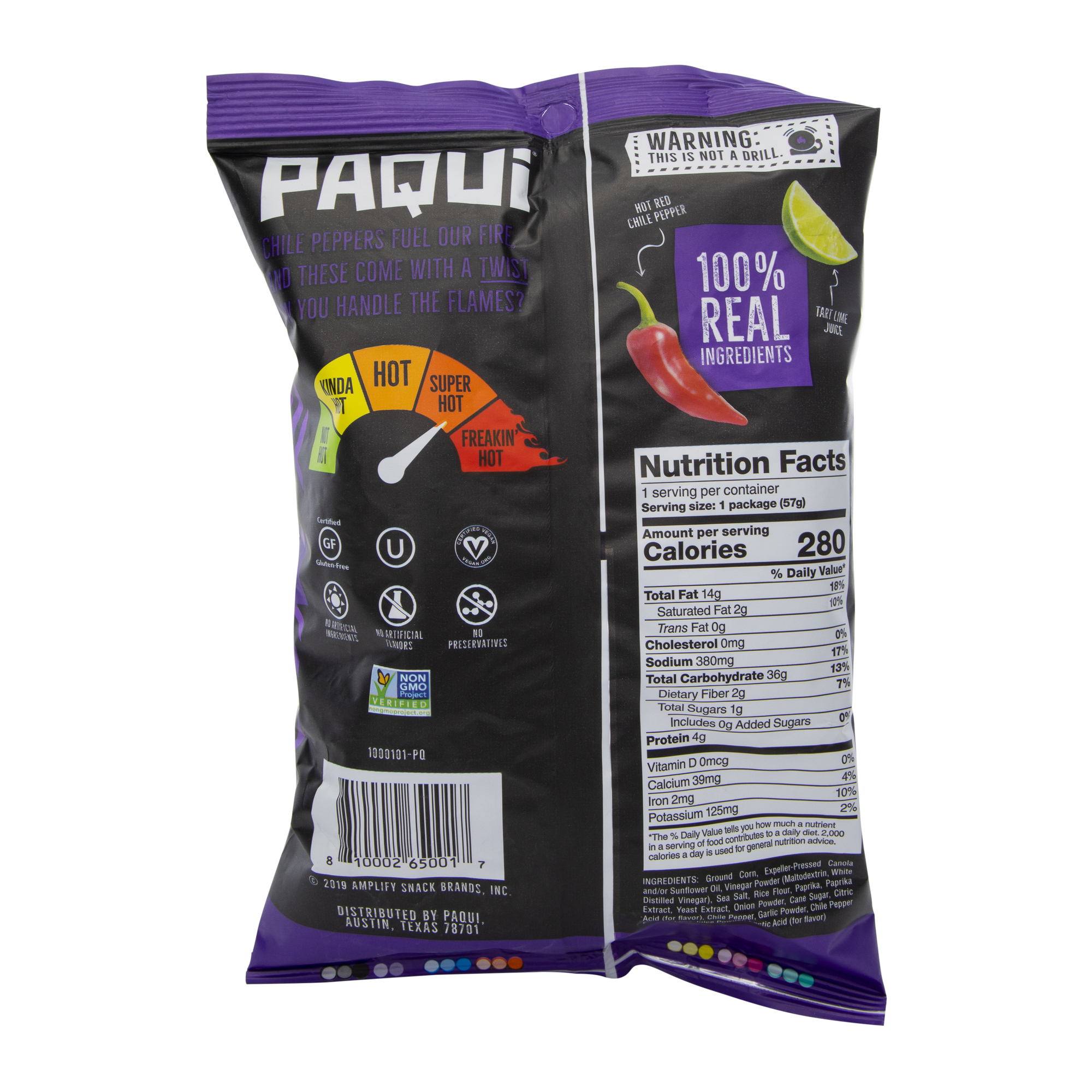paqui® fiery chile limon tortilla chips 2oz
