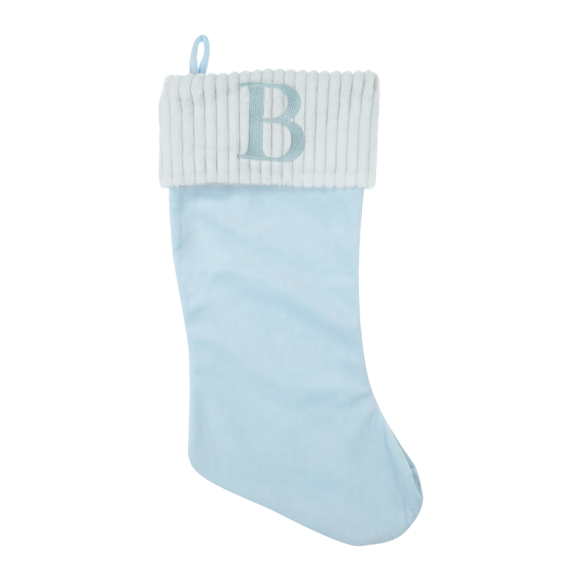 Blue Monogram Christmas Stocking